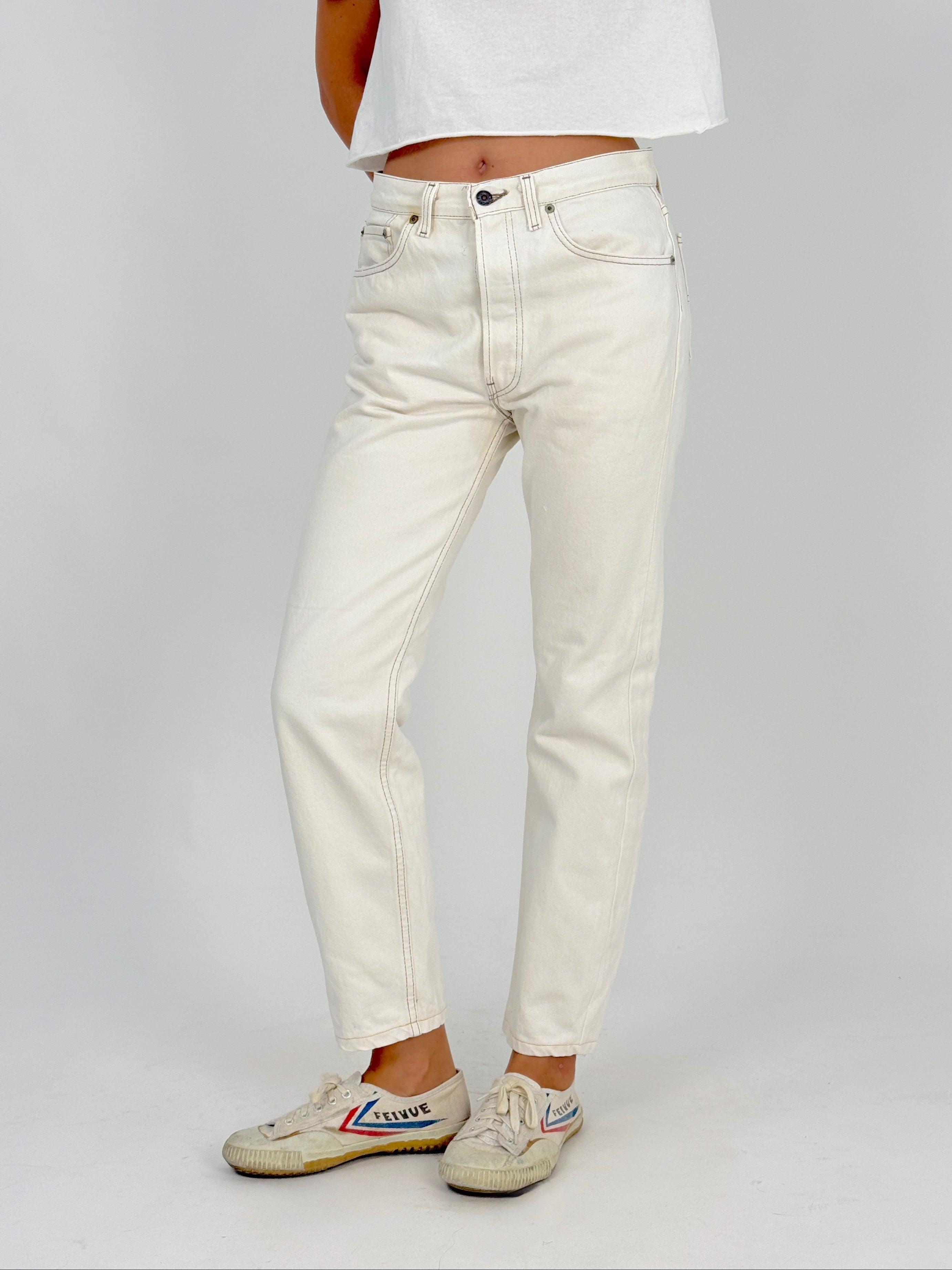Levi's 501 Orange Tab Made in USA ecru vintage - retro indossato con patch originale Levi Strauss