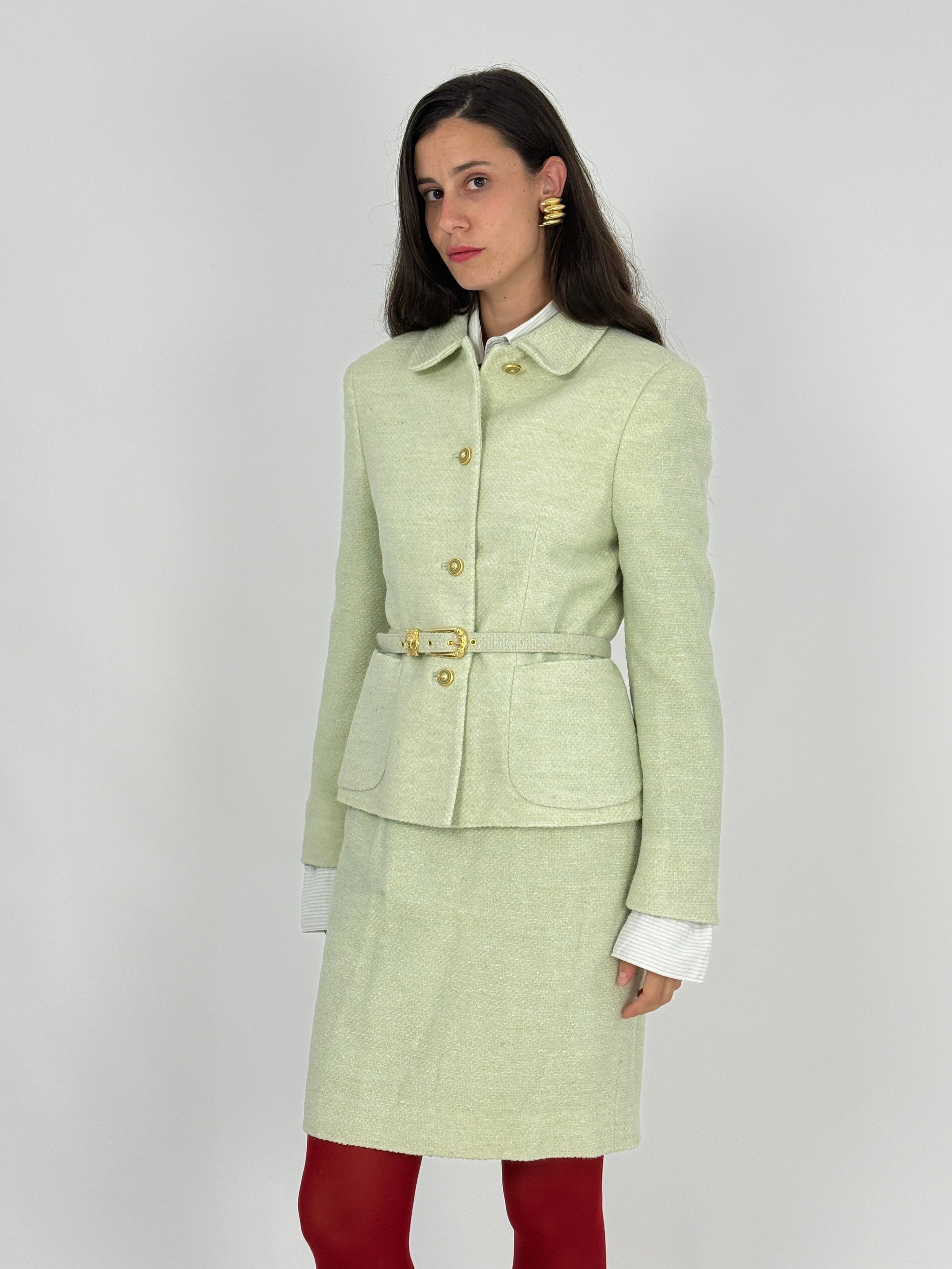 Completo Tailleur Vintage Versus Gianni Versace Tweed - Taglia 44