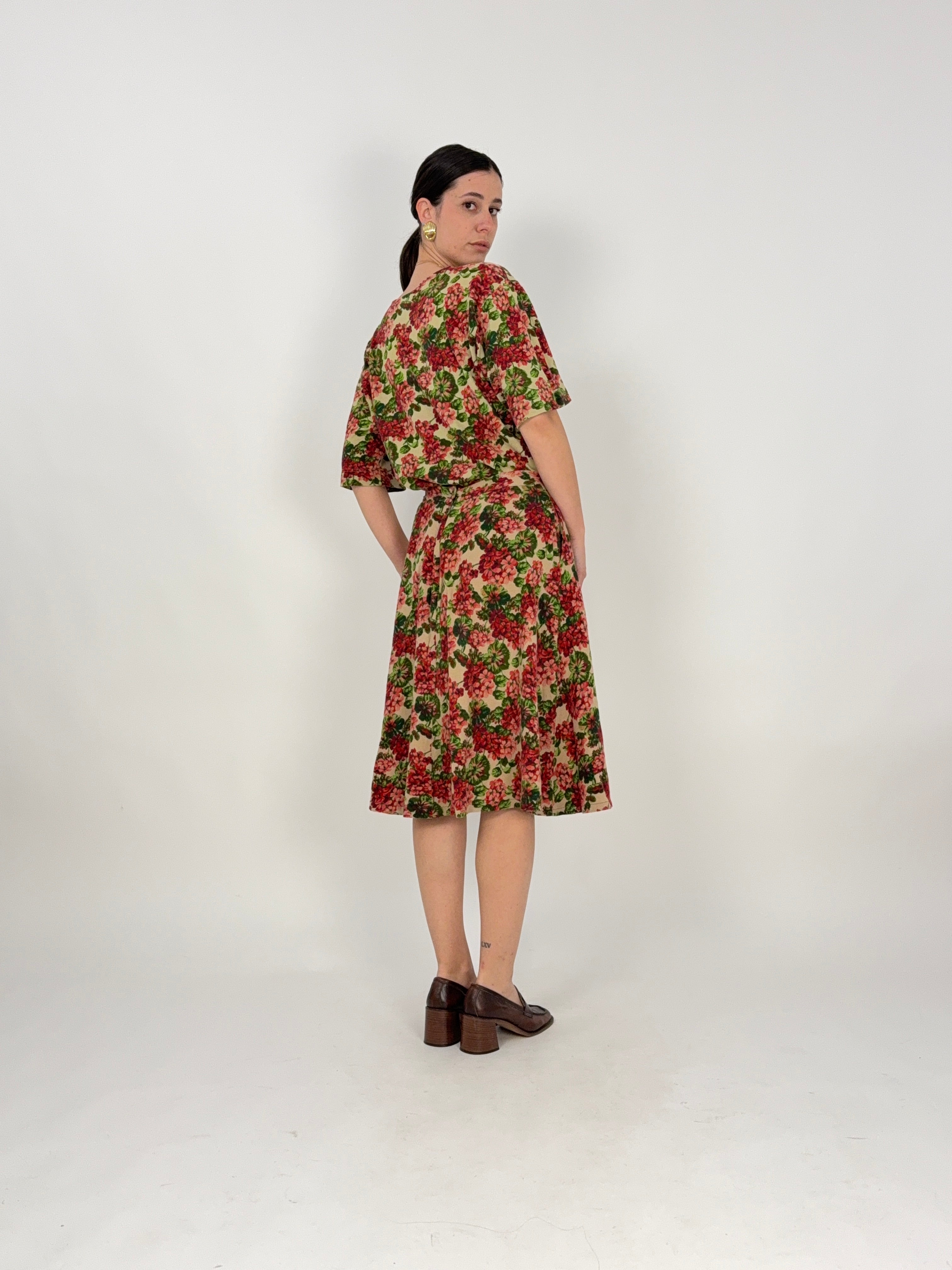 Set coordinato Blusa e Gonna in cotone a fiori