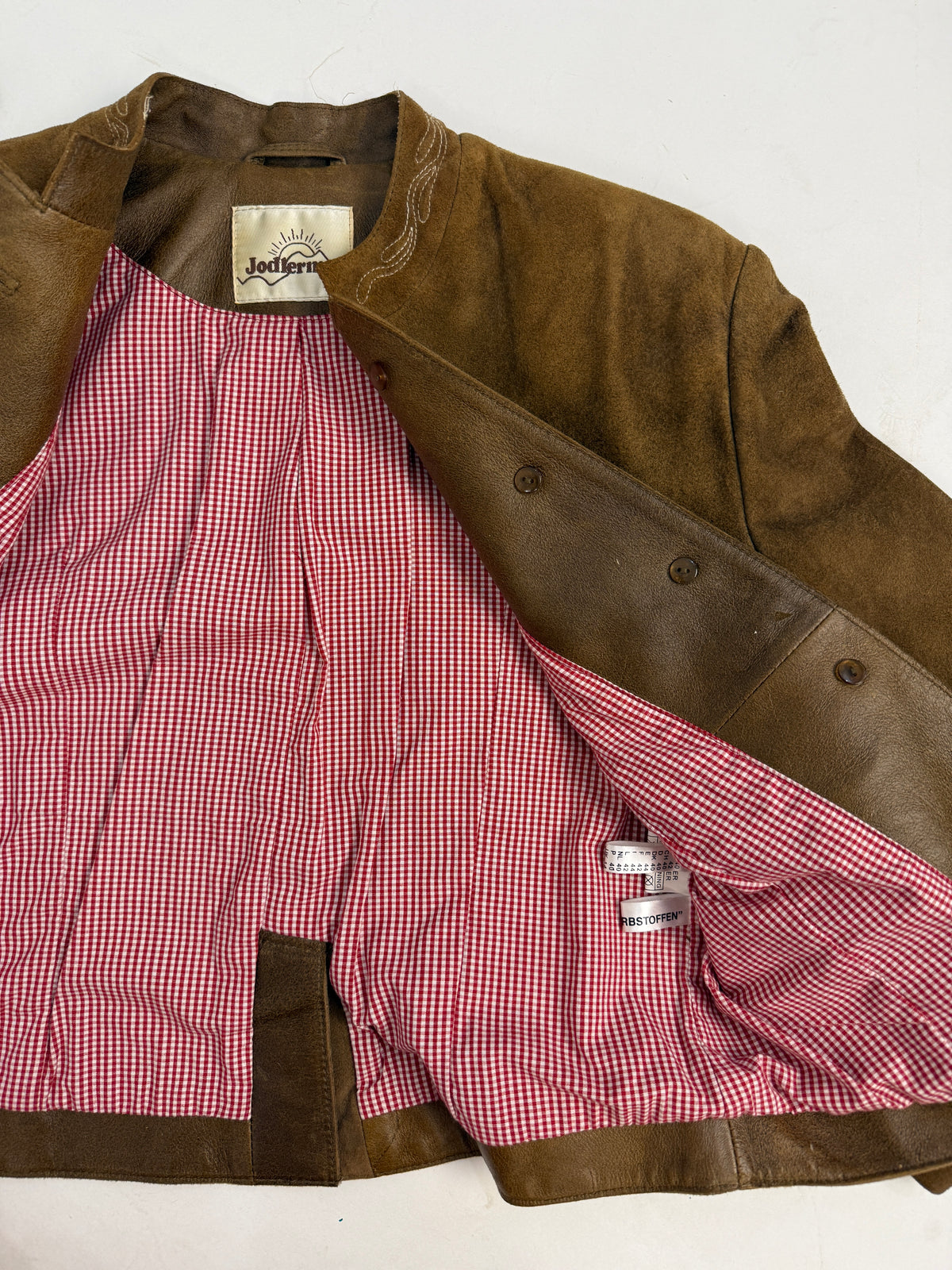 Giacca Folk Tirolese Vintage Camoscio con Ricami - Taglia 42/M