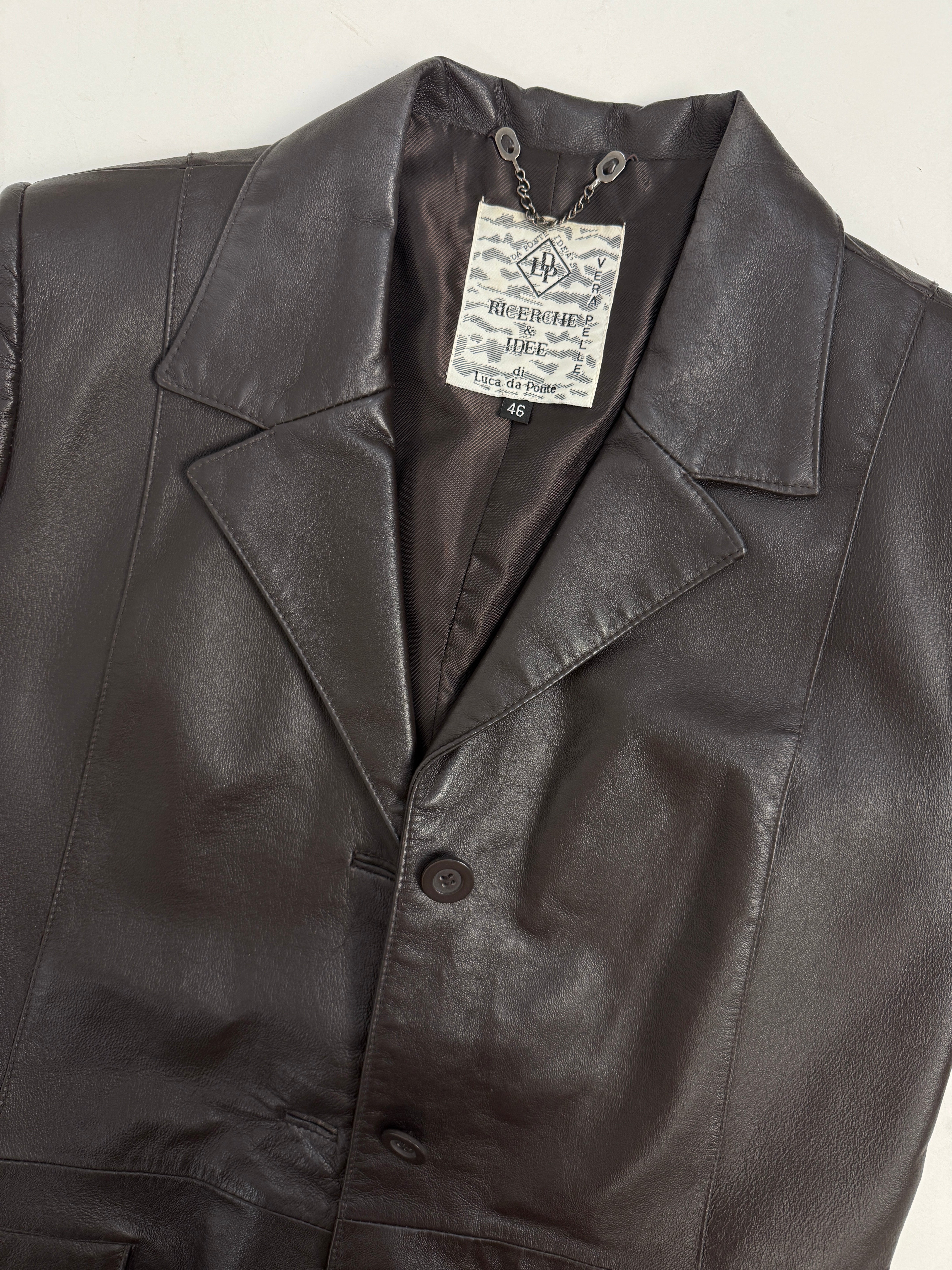 Blazer Anni '90 Vera Pelle Marrone Scuro - Taglia L