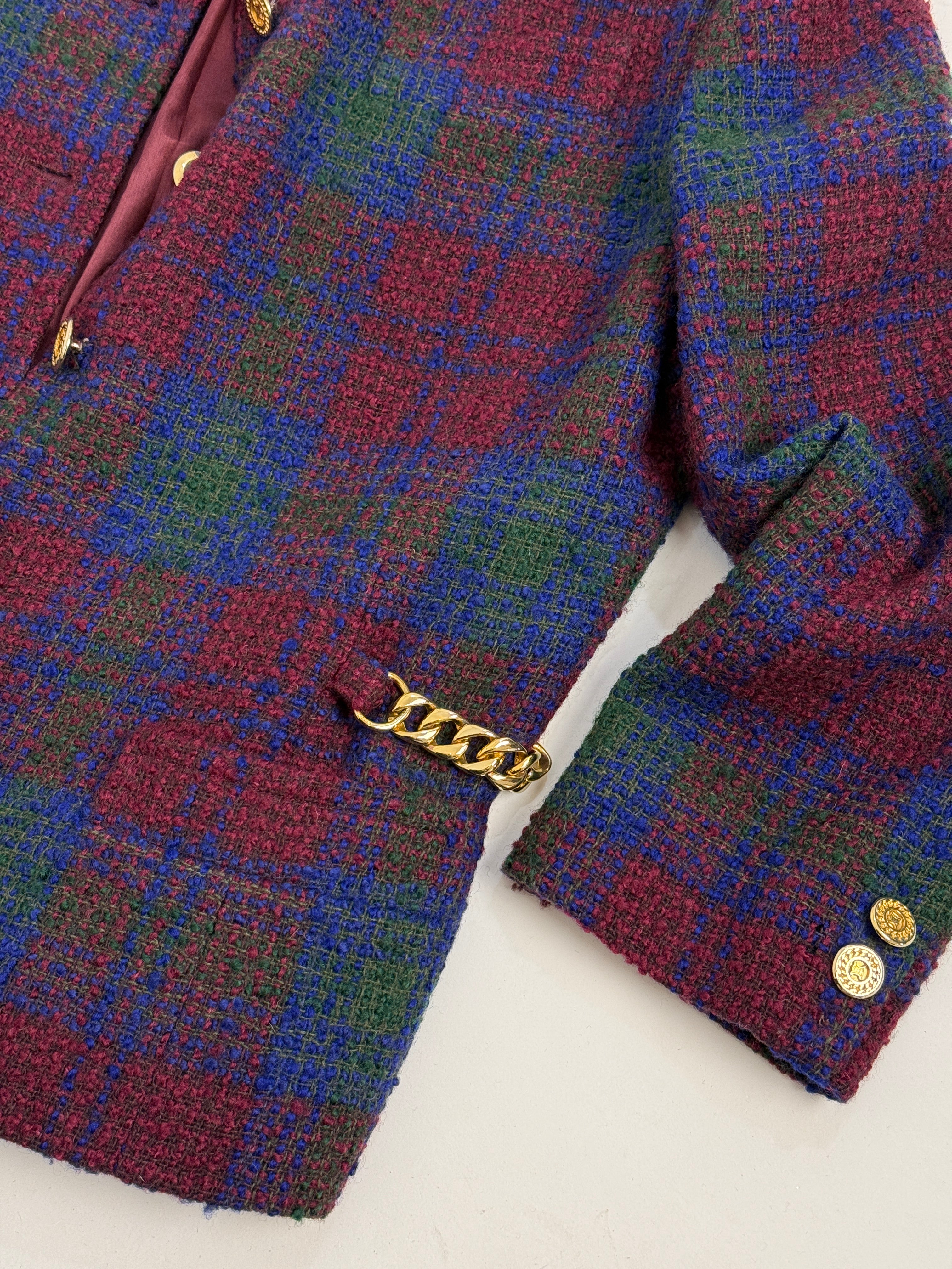 Giacca Céline Paris Vintage Tweed Check - 80s