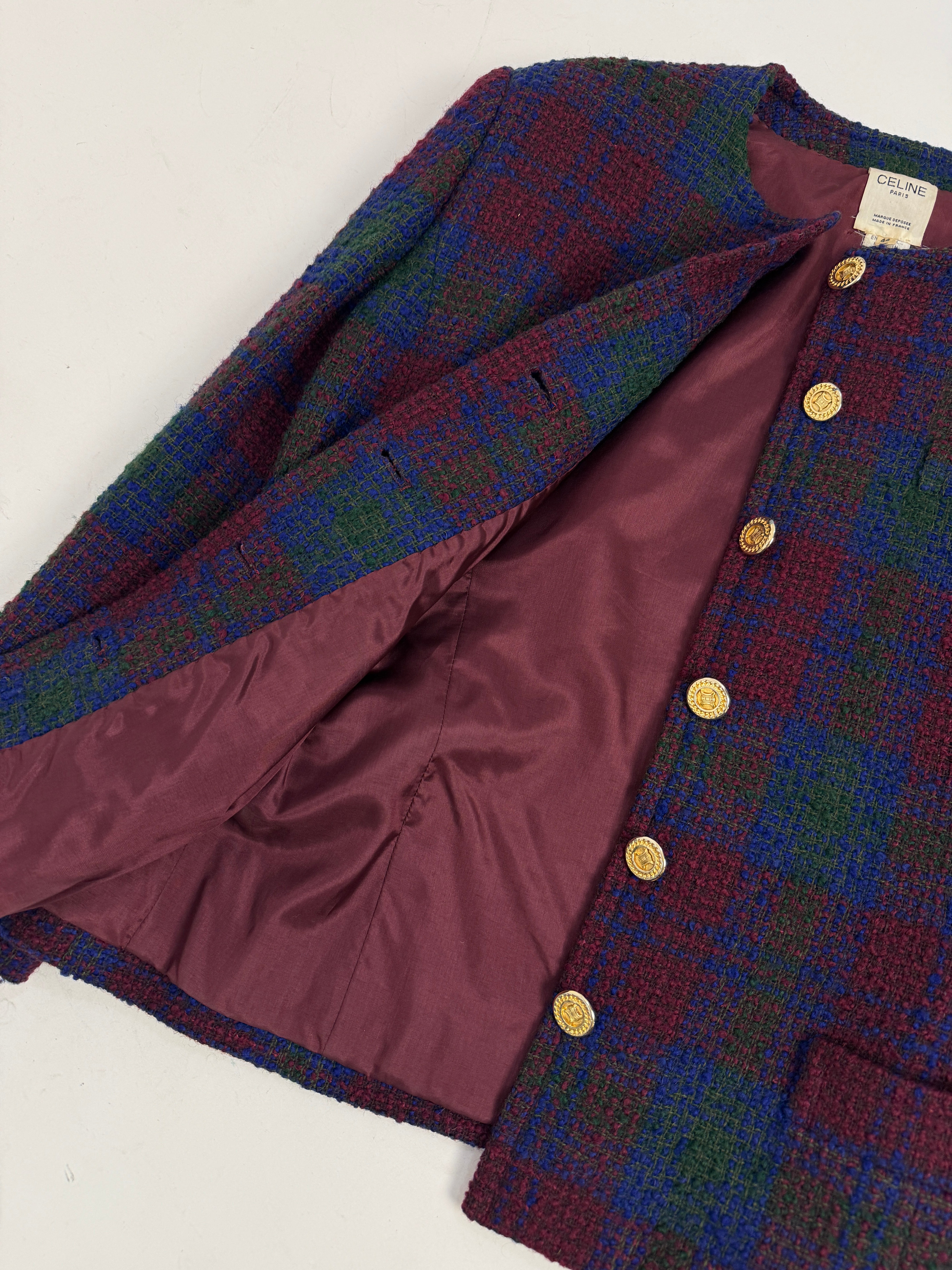 Giacca Céline Paris Vintage Tweed Check - 80s