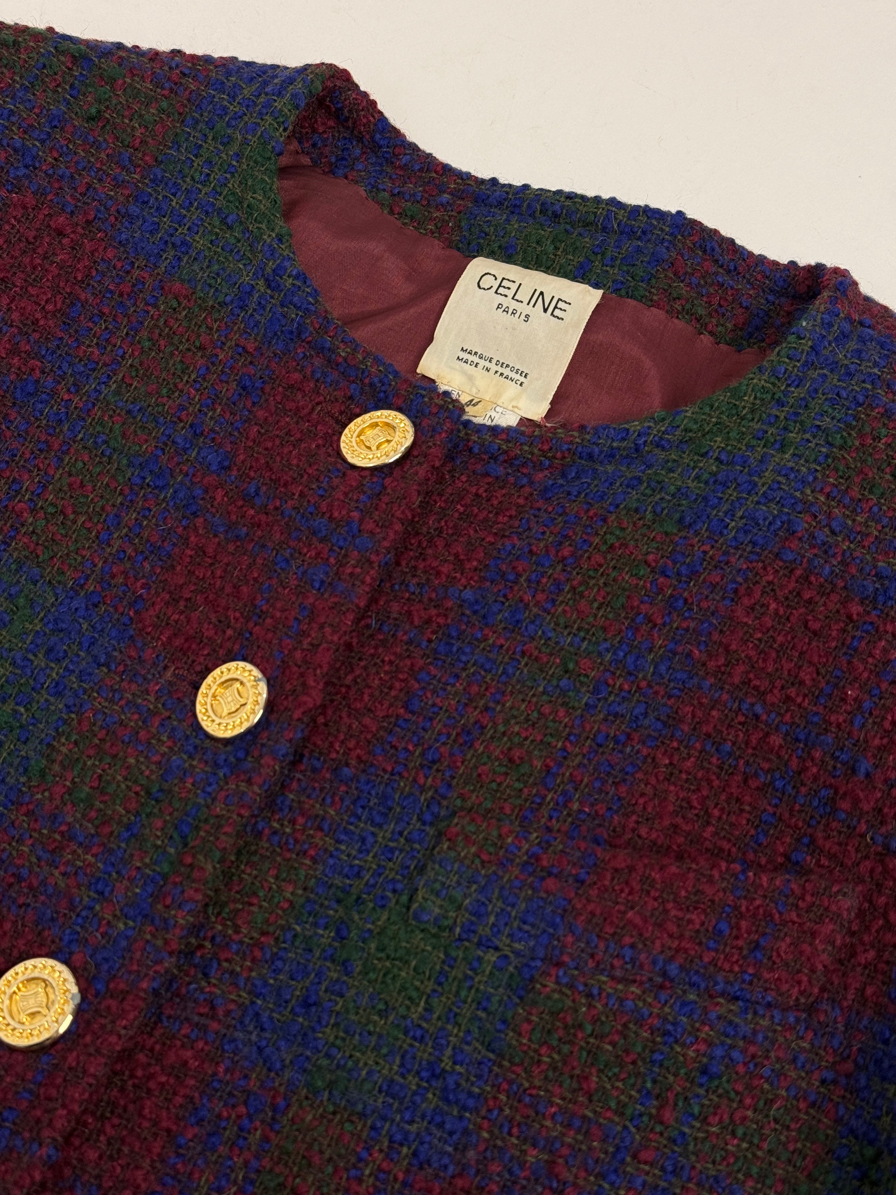 Giacca Céline Paris Vintage Tweed Check - 80s