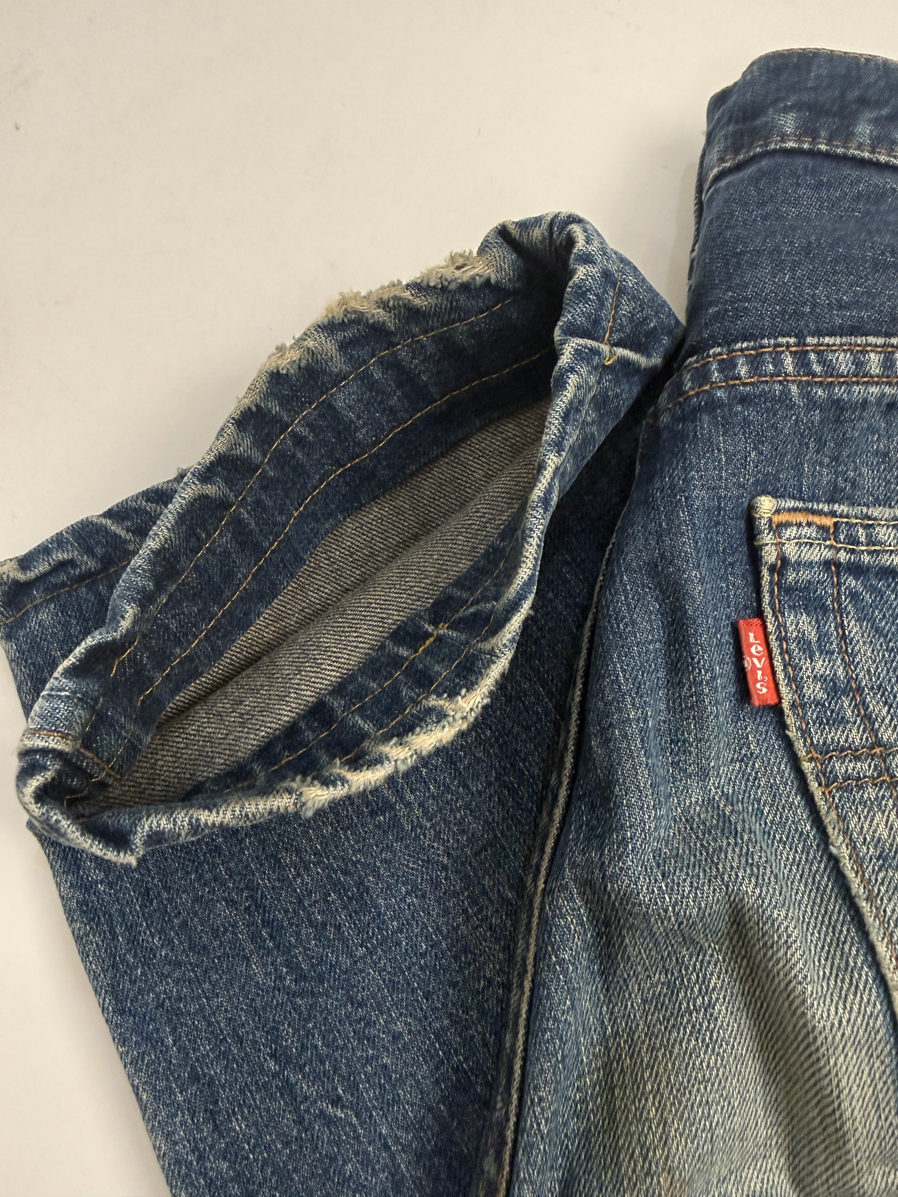 Levi's 501 Vintage Donna W29 - dettaglio orlo grezzo risvoltato con cimosa visibile e margine interno 6 cm