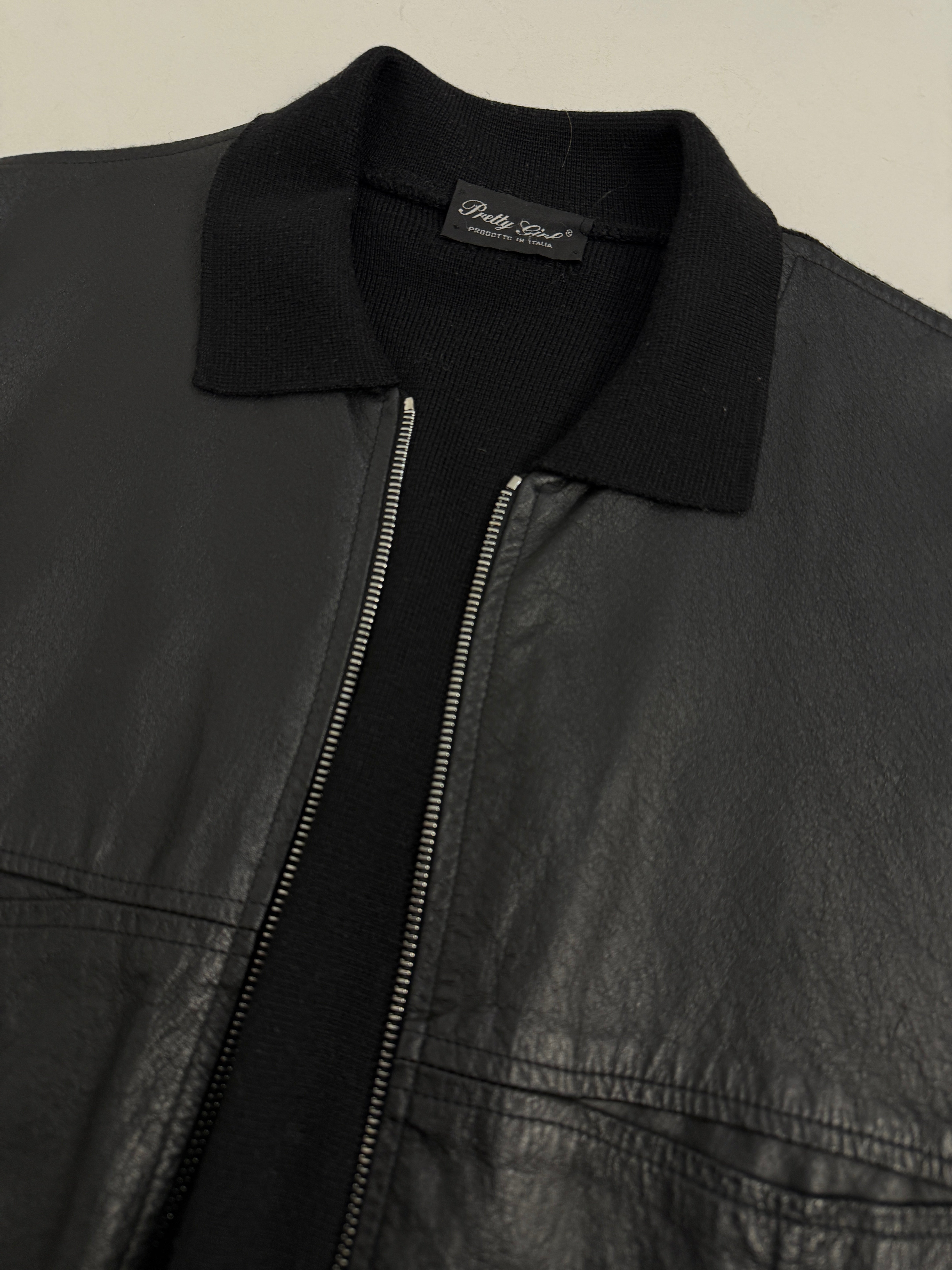Giacca vintage in vera pelle e maglia
