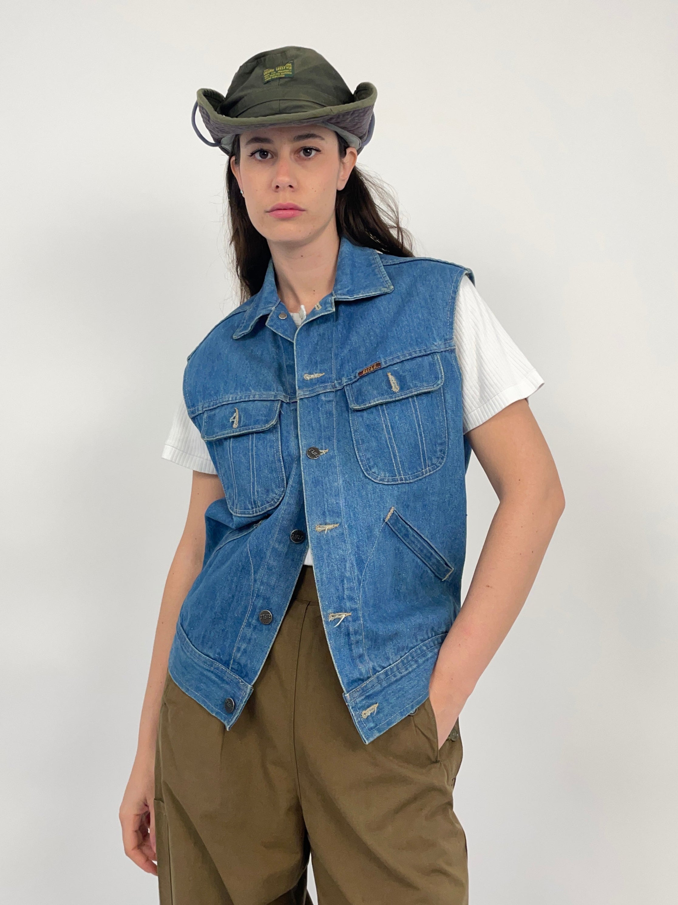 Gilet Rifle western - vintage denim