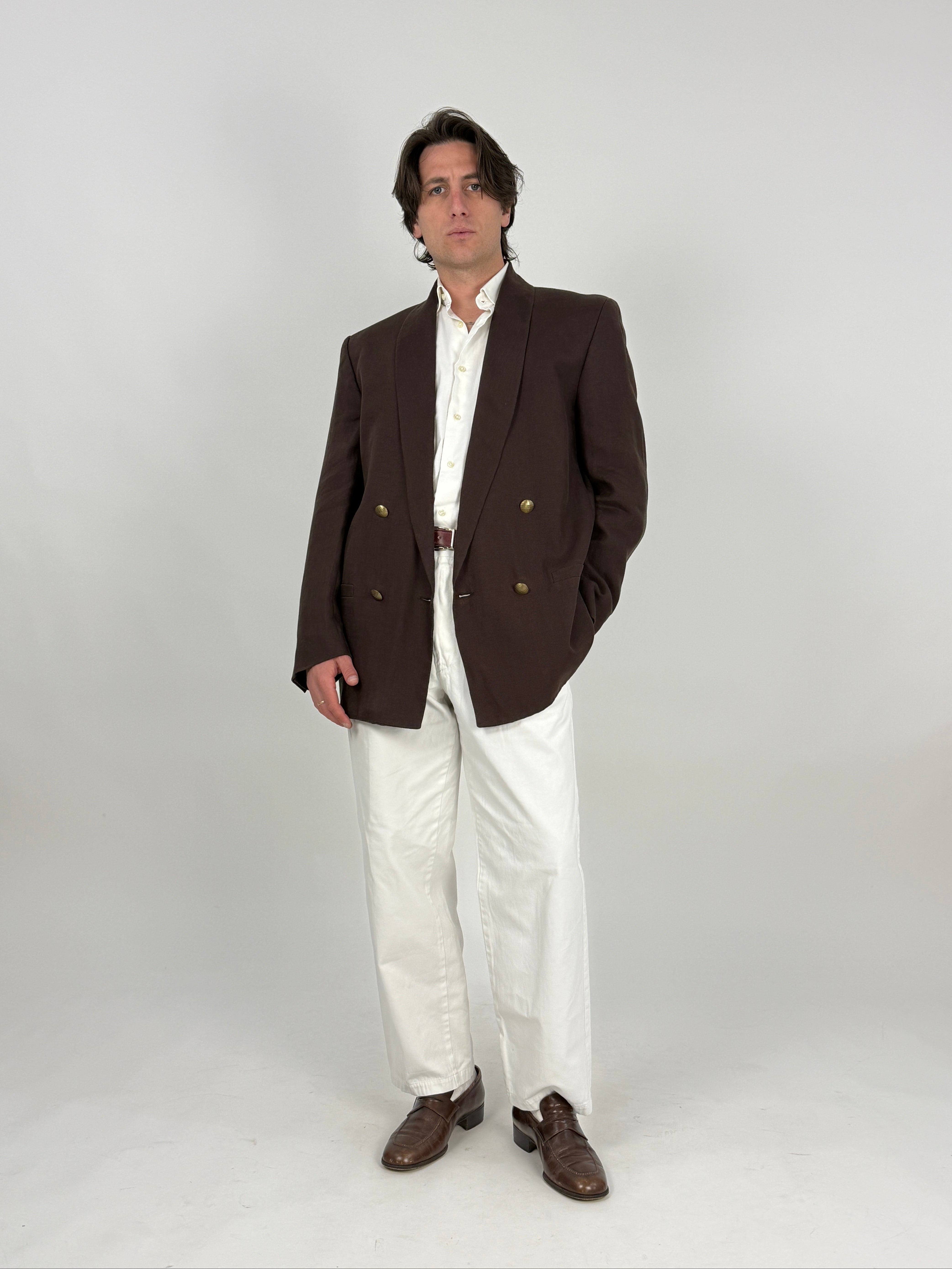 Giacca Gianni Versace anni '80 in Lino