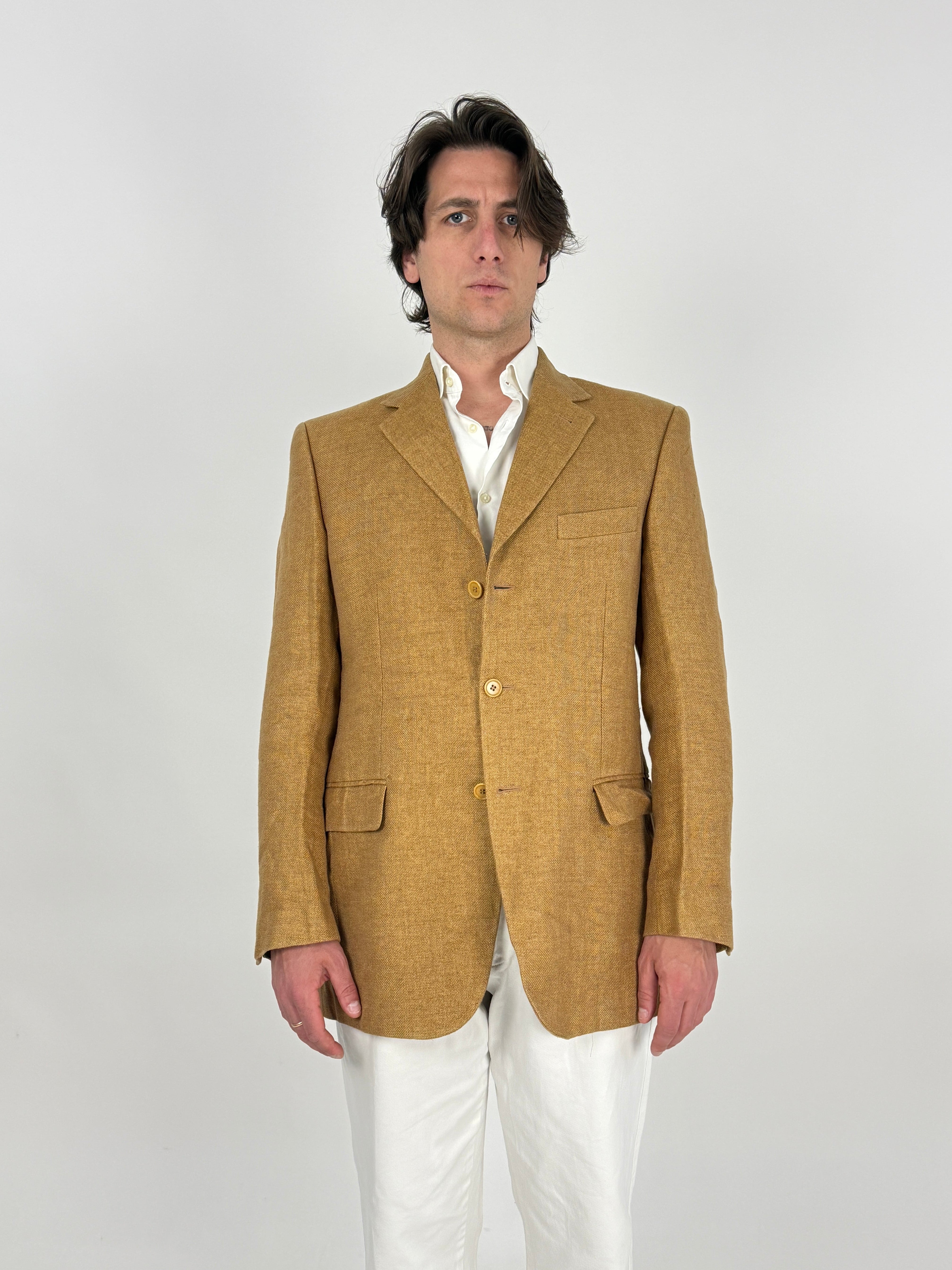 giacca in in lino da uomo color camel