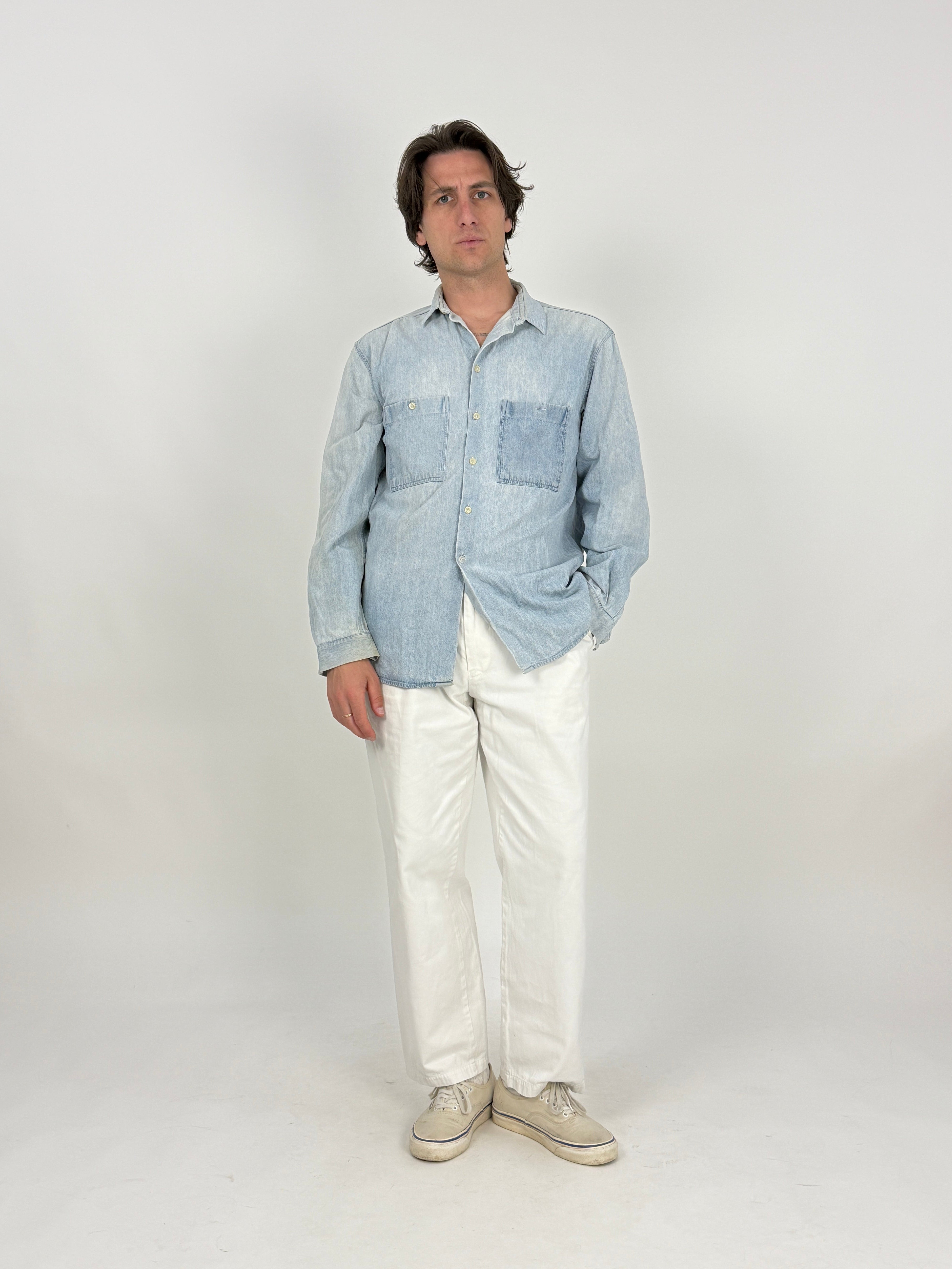camicia in denim blu vintage