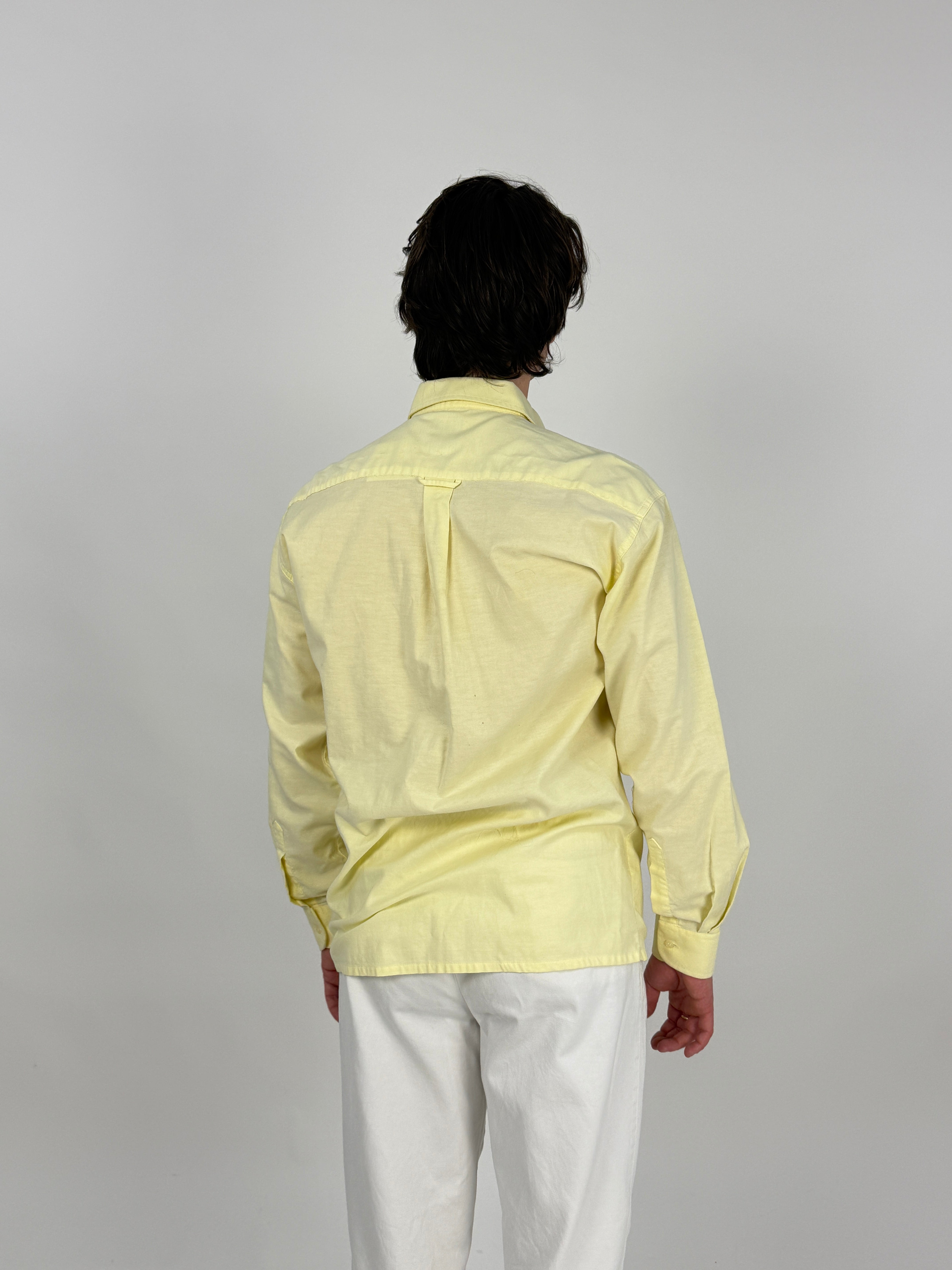 Camicia anni '80 in cotone giallo pastello