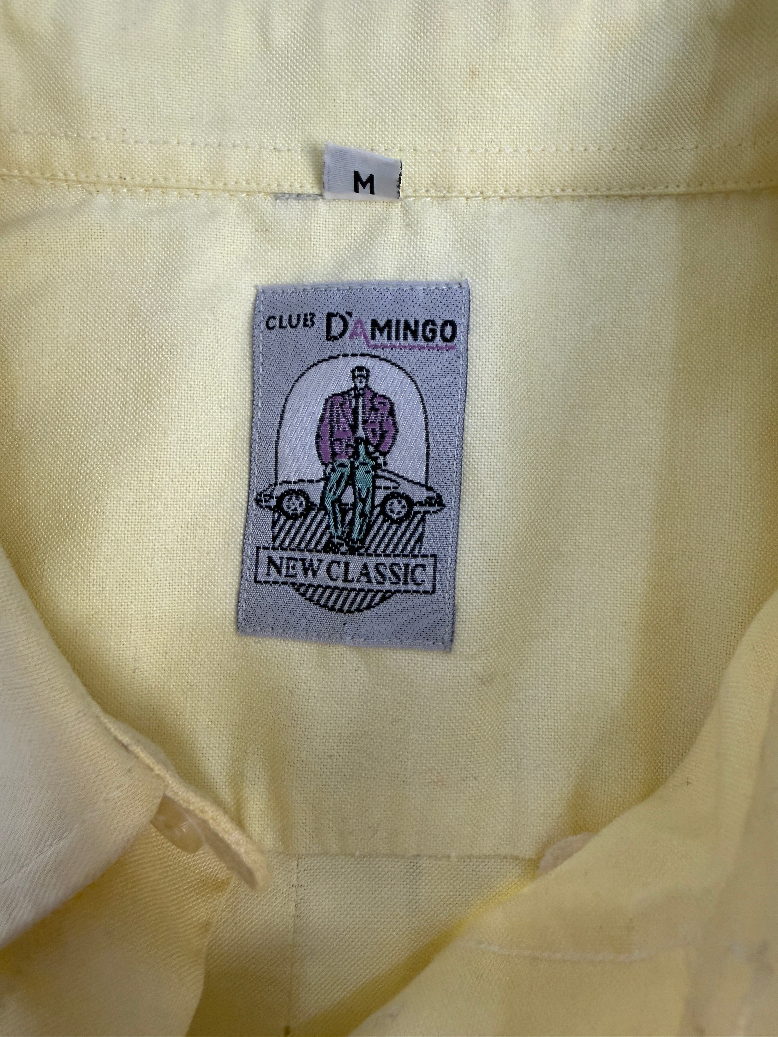 Camicia anni '80 in cotone giallo pastello
