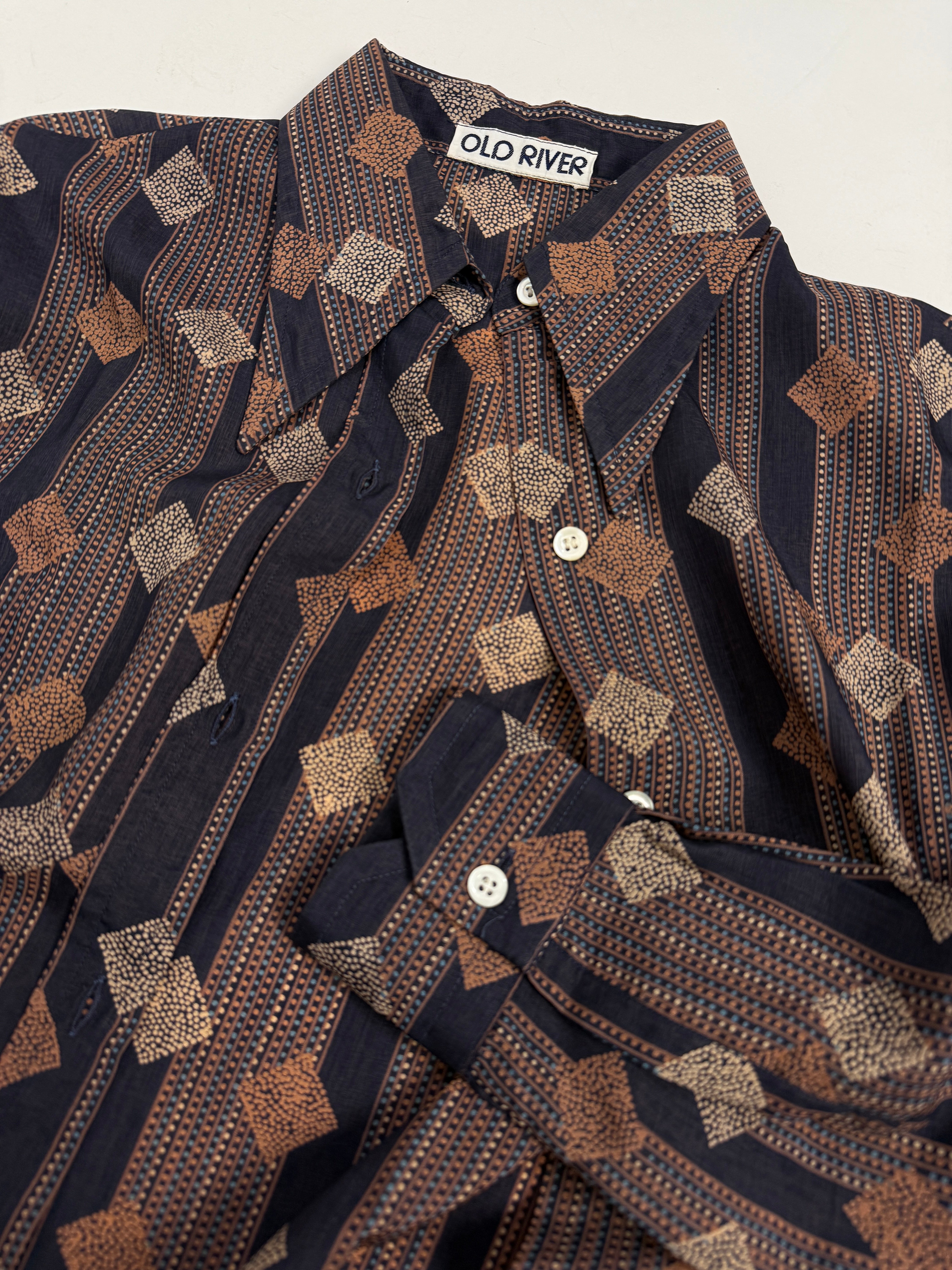 Camicia fantasia anni '70 marrone