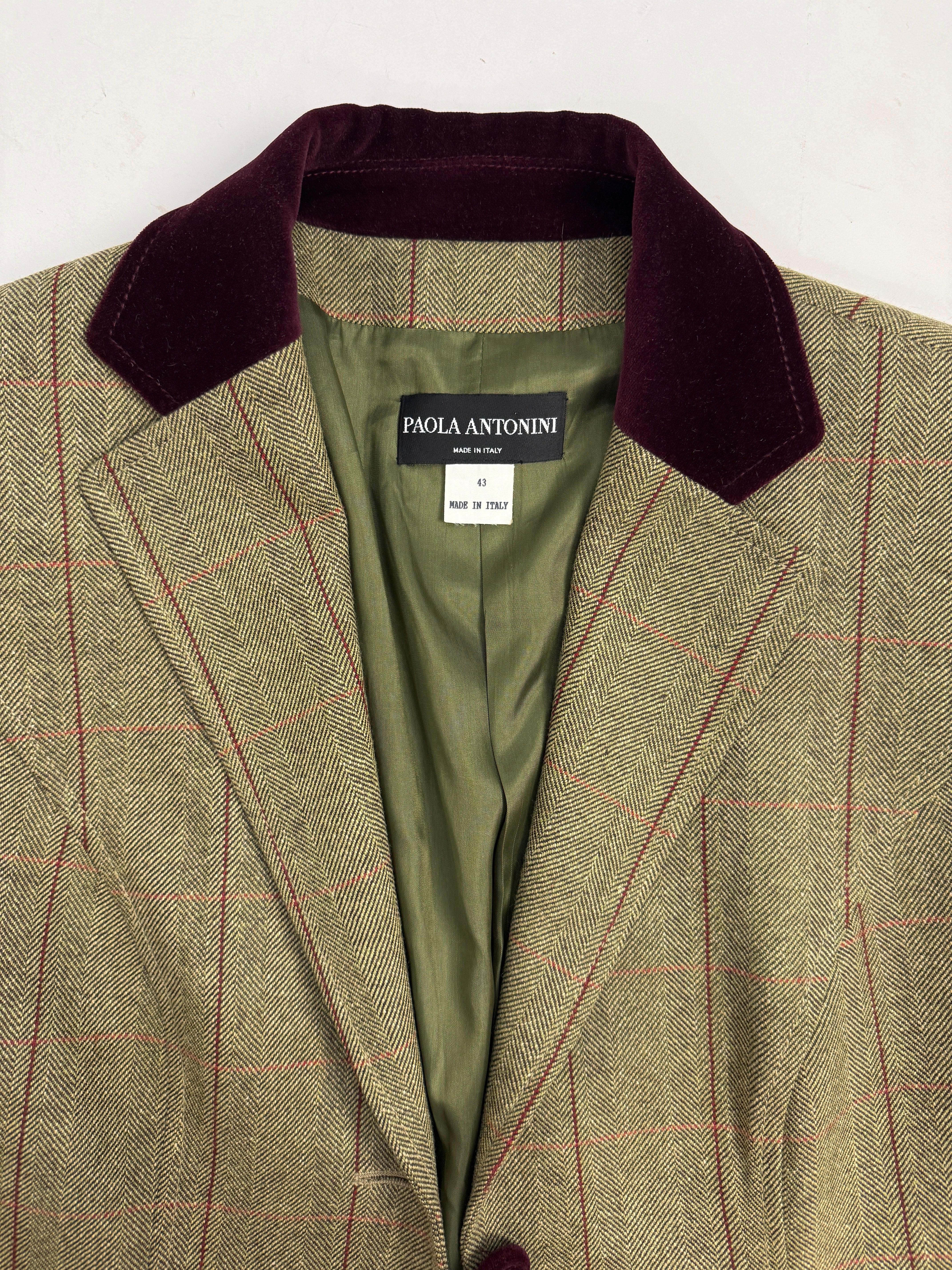 Giacca Vintage Paola Antonini Lana Spigata Colletto Velluto - Taglia 44