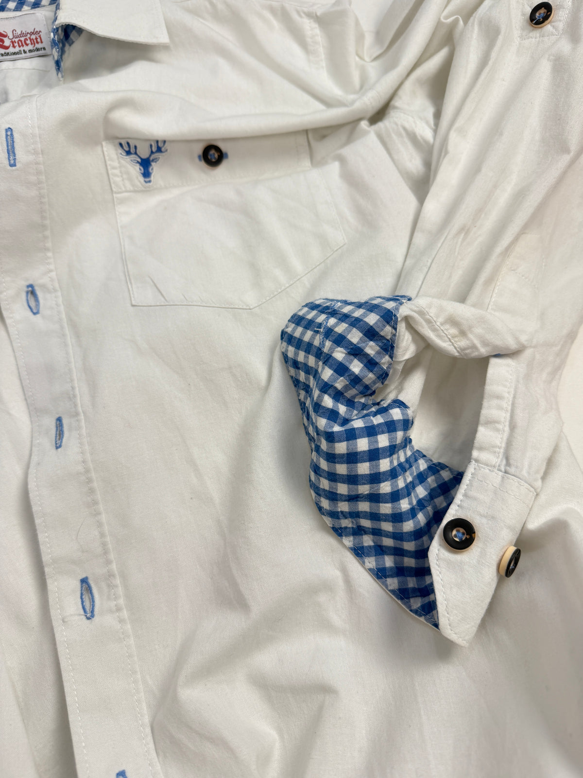 Camicia Südtiroler Trachtl Dettagli Vichy Blu - Taglia M