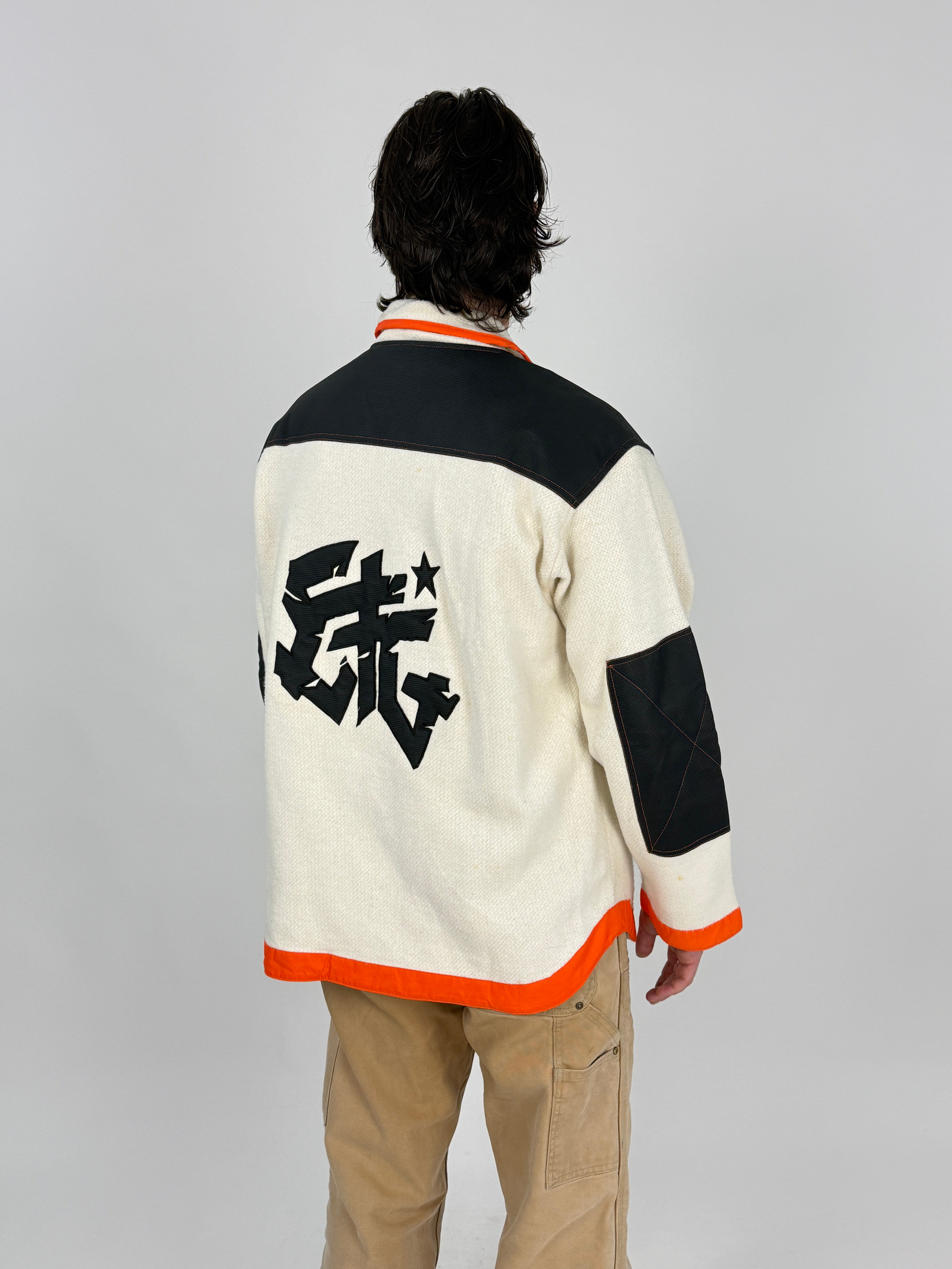 Pile Vintage Etnic Snow Ride Anni 90 Heavy Fleece - dettaglio patch gommata rigida Flying Board Etnic Snow Groovy sul fianco sinistro