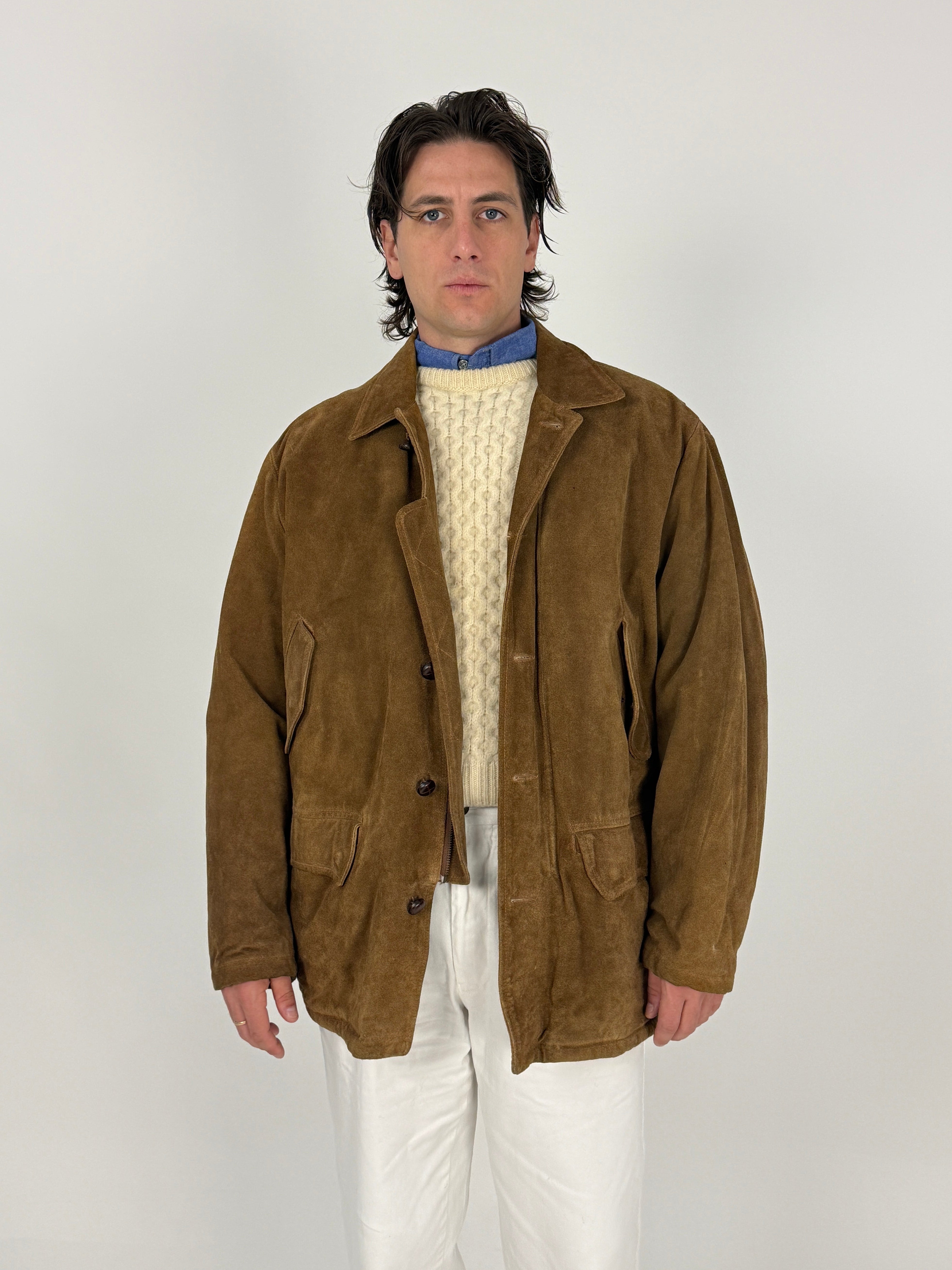 Giacca Stewart in Pelle Scamosciata Vintage - Taglia XL