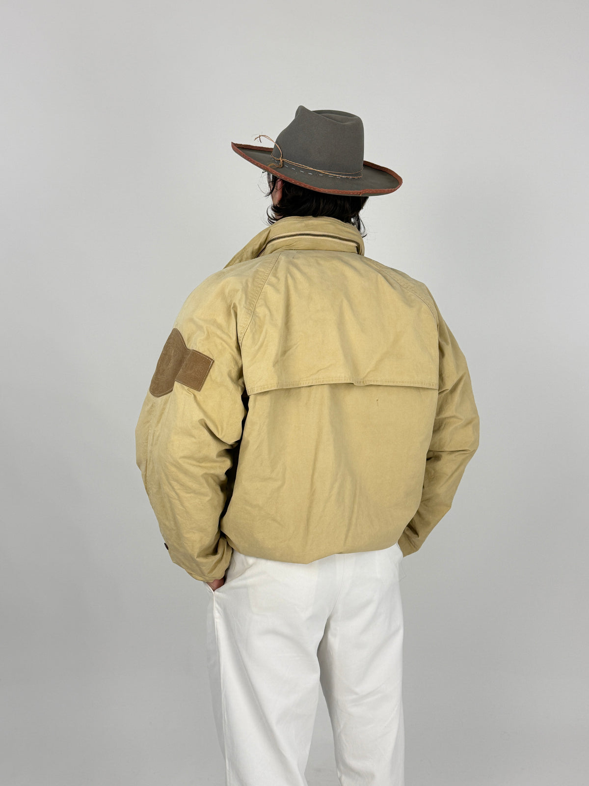Giubbotto Vintage Beige Multitasche con Coulisse - Taglia L