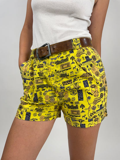 pantaloncino-vintage-in-cotone-fantasia-colore-giallo