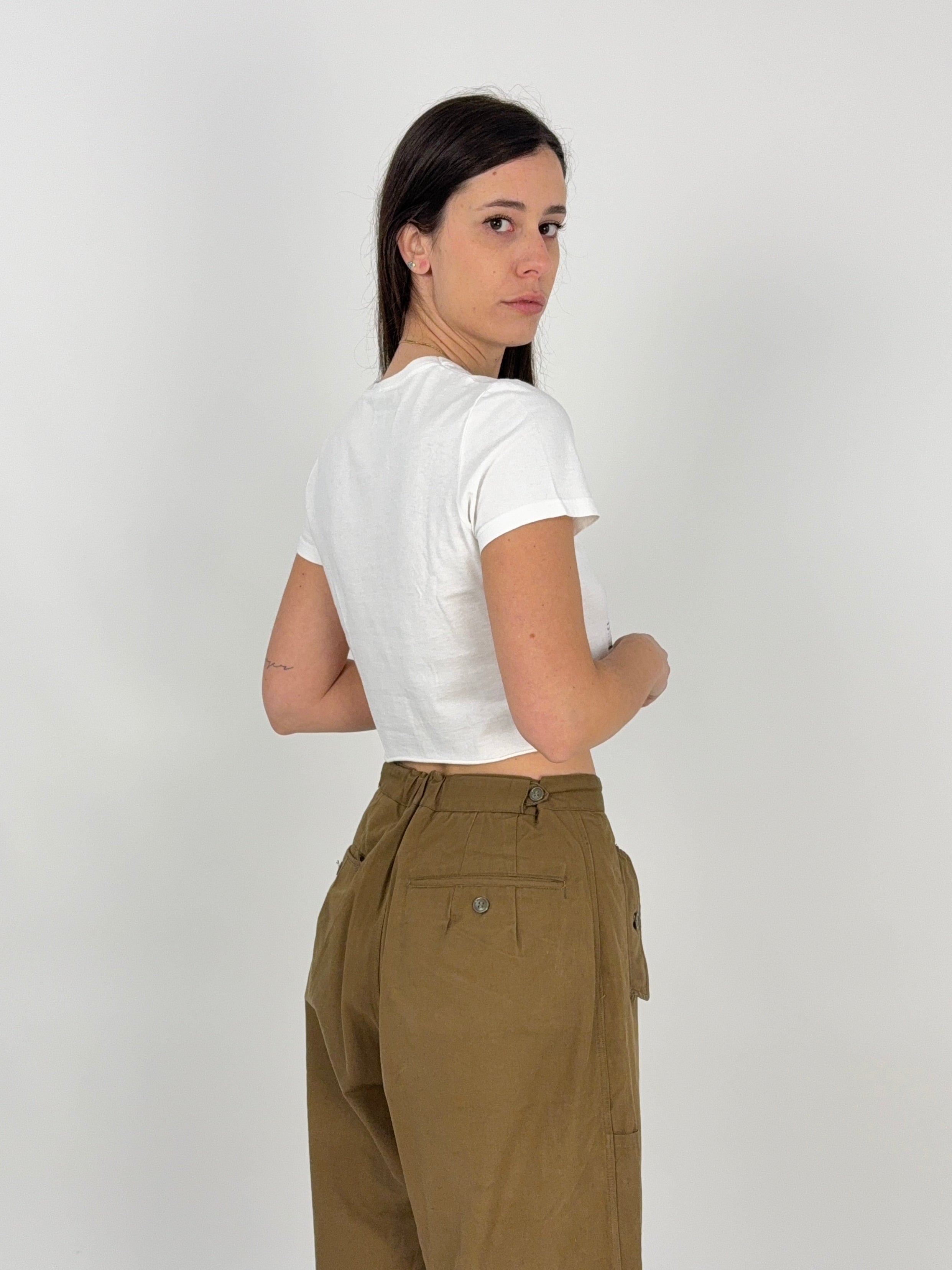 T-shirt crop con stampa