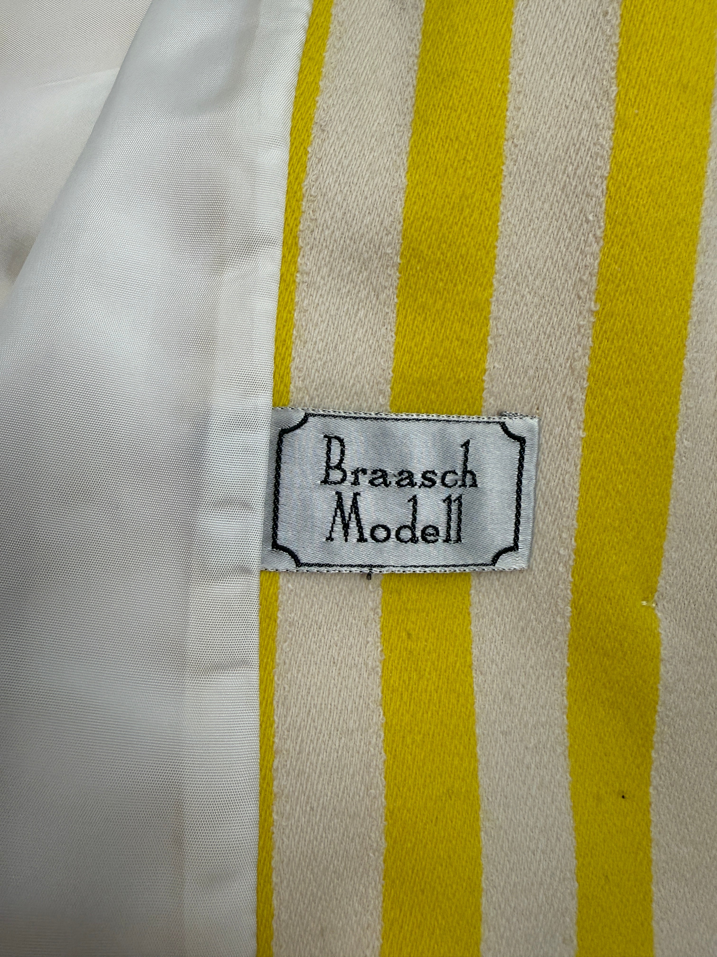 Giacca vintage in cotone a righe giallo e bianco