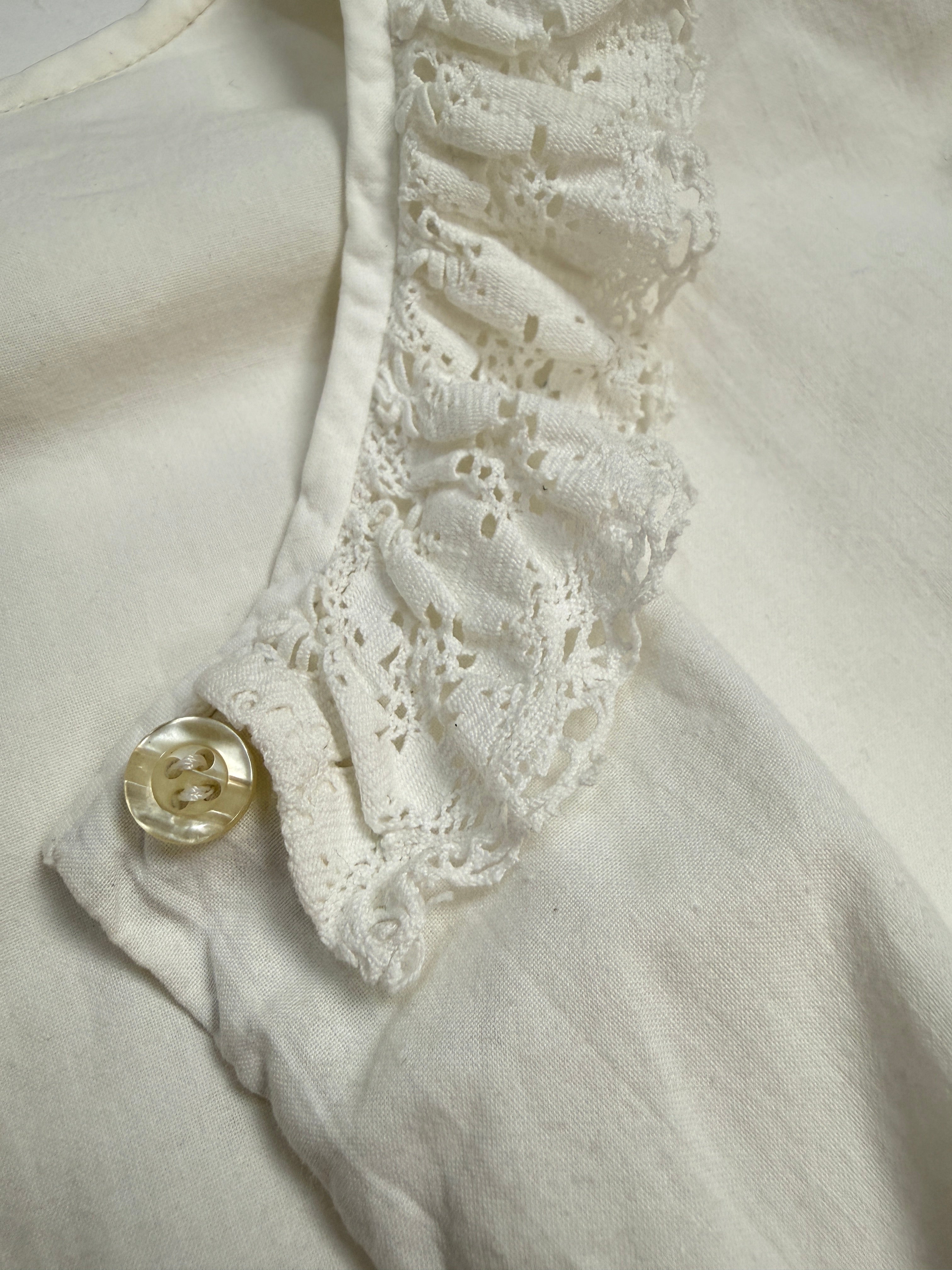 Camicia artigianale in cotone bianco con dettagli in Pizzo San Gallo