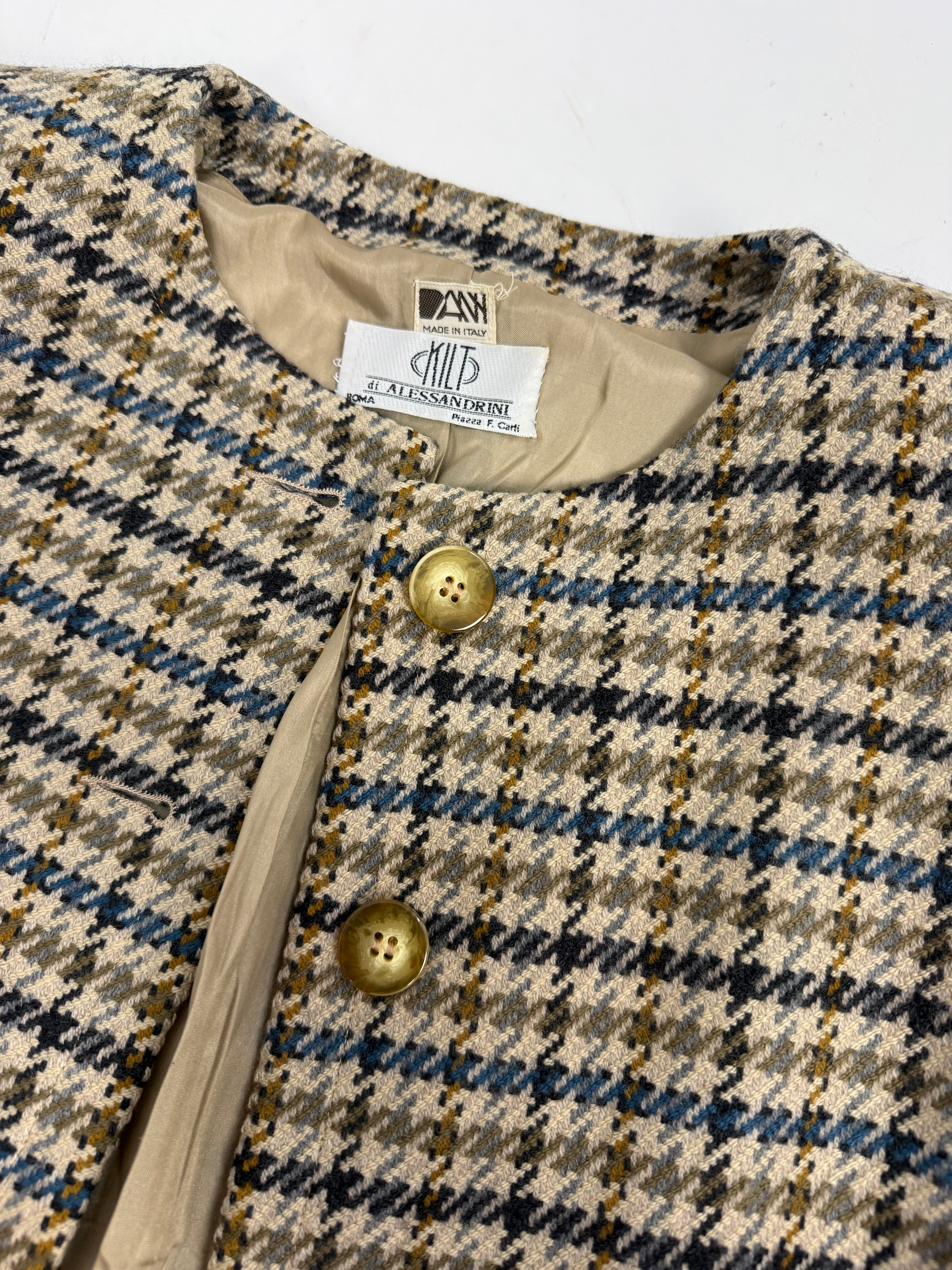 Giacca Primi Anni '80 Pied de Poule Lana Cashmere - Taglia 44/L