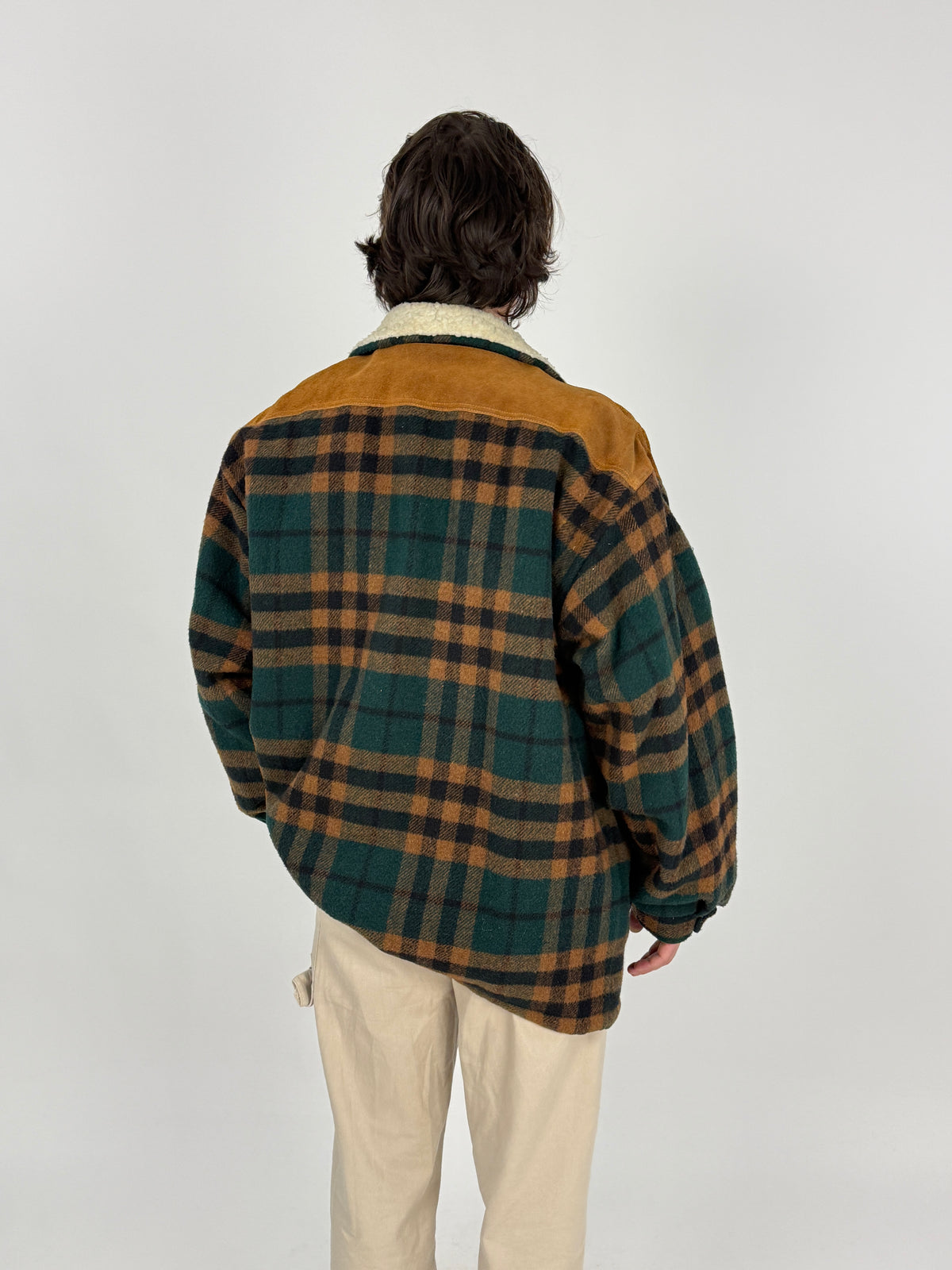 Giacca Levi’s Western Sherpa a Quadri Primi anni '80 in Lana e Camoscio - Taglia L