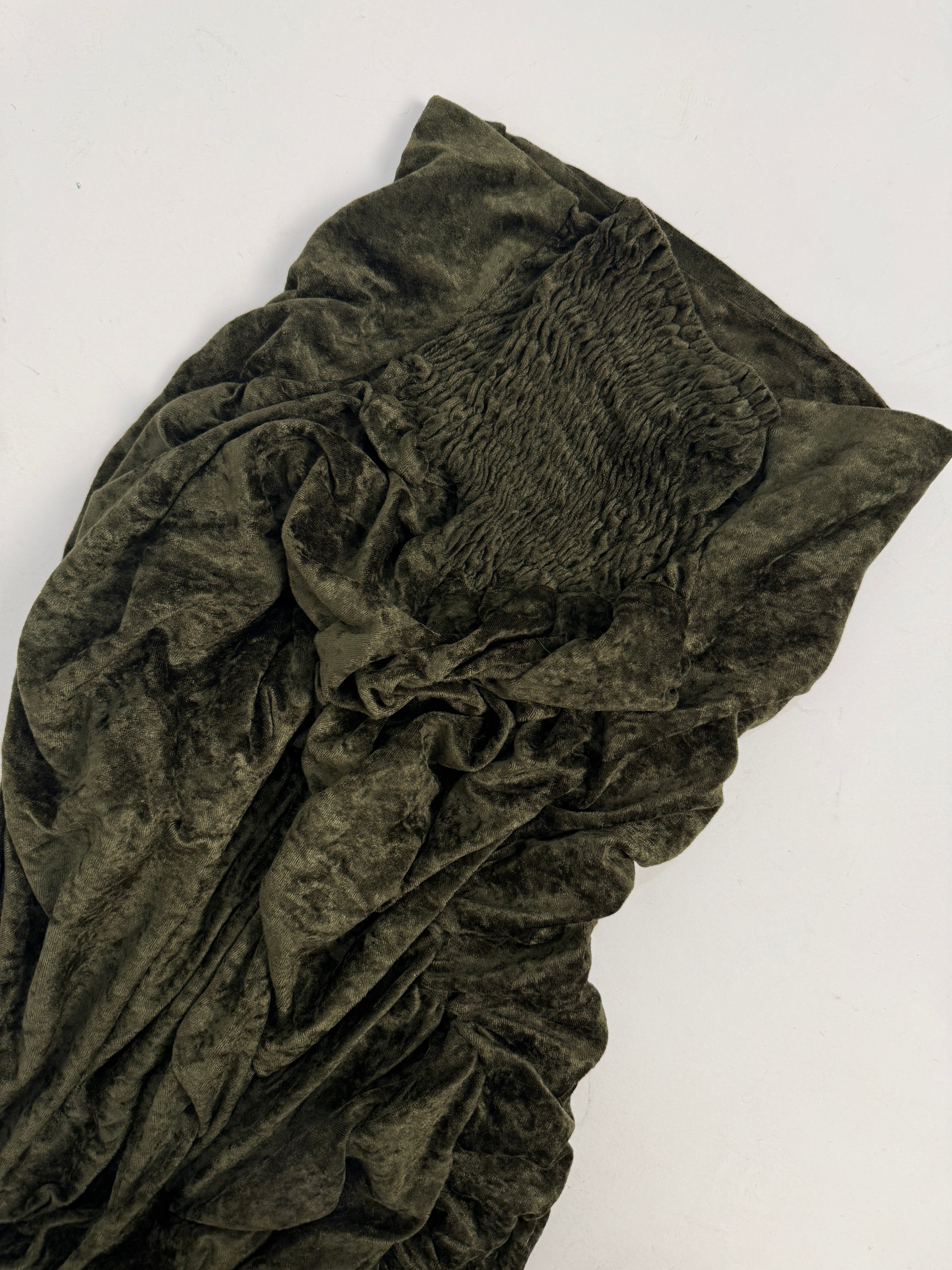 Gonna vintage in velluto verde drappeggiata