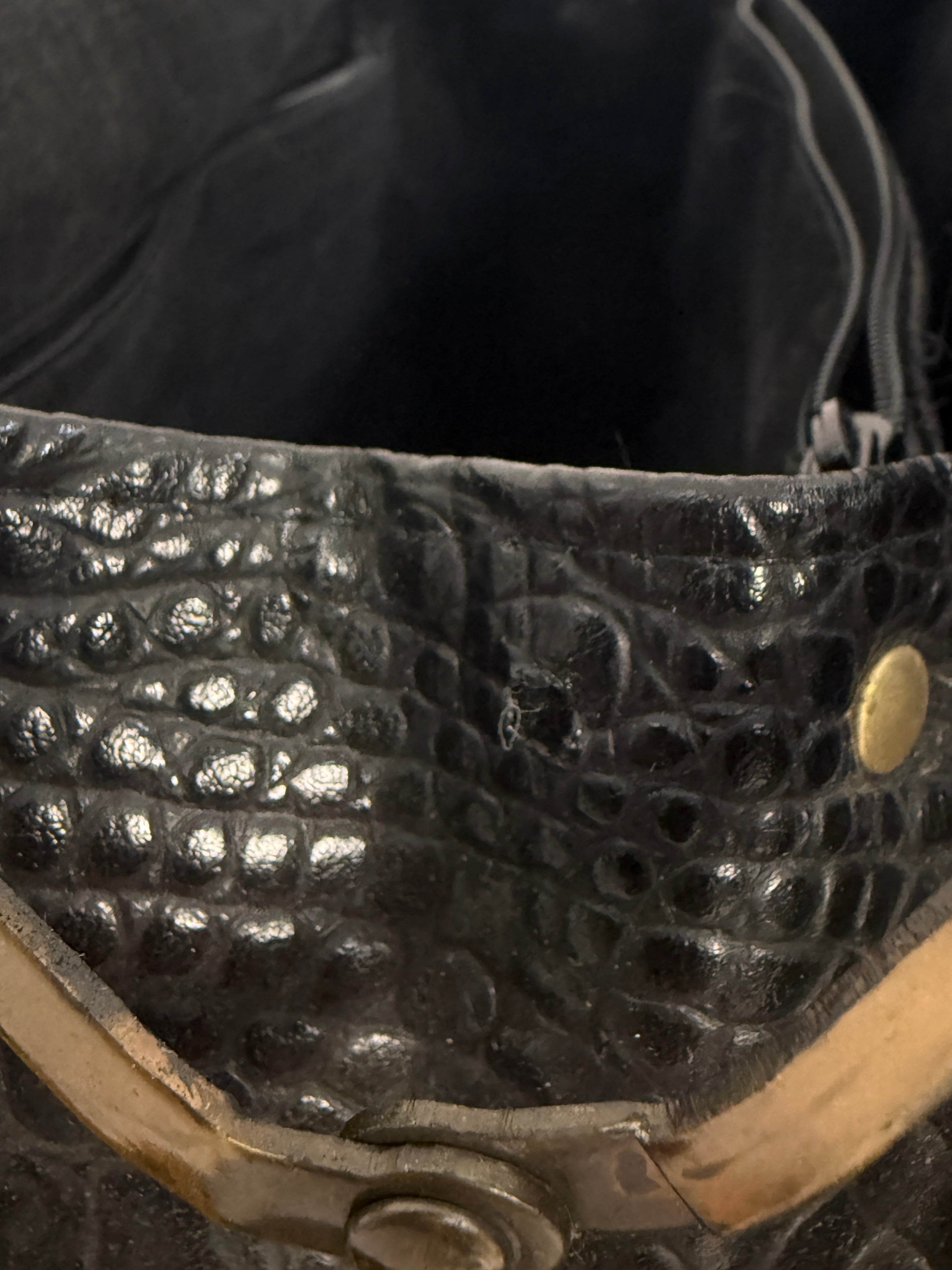 Borsa Vintage in ecopelle effetto coccodrillo – Doctor Bag con chiusura in ottone