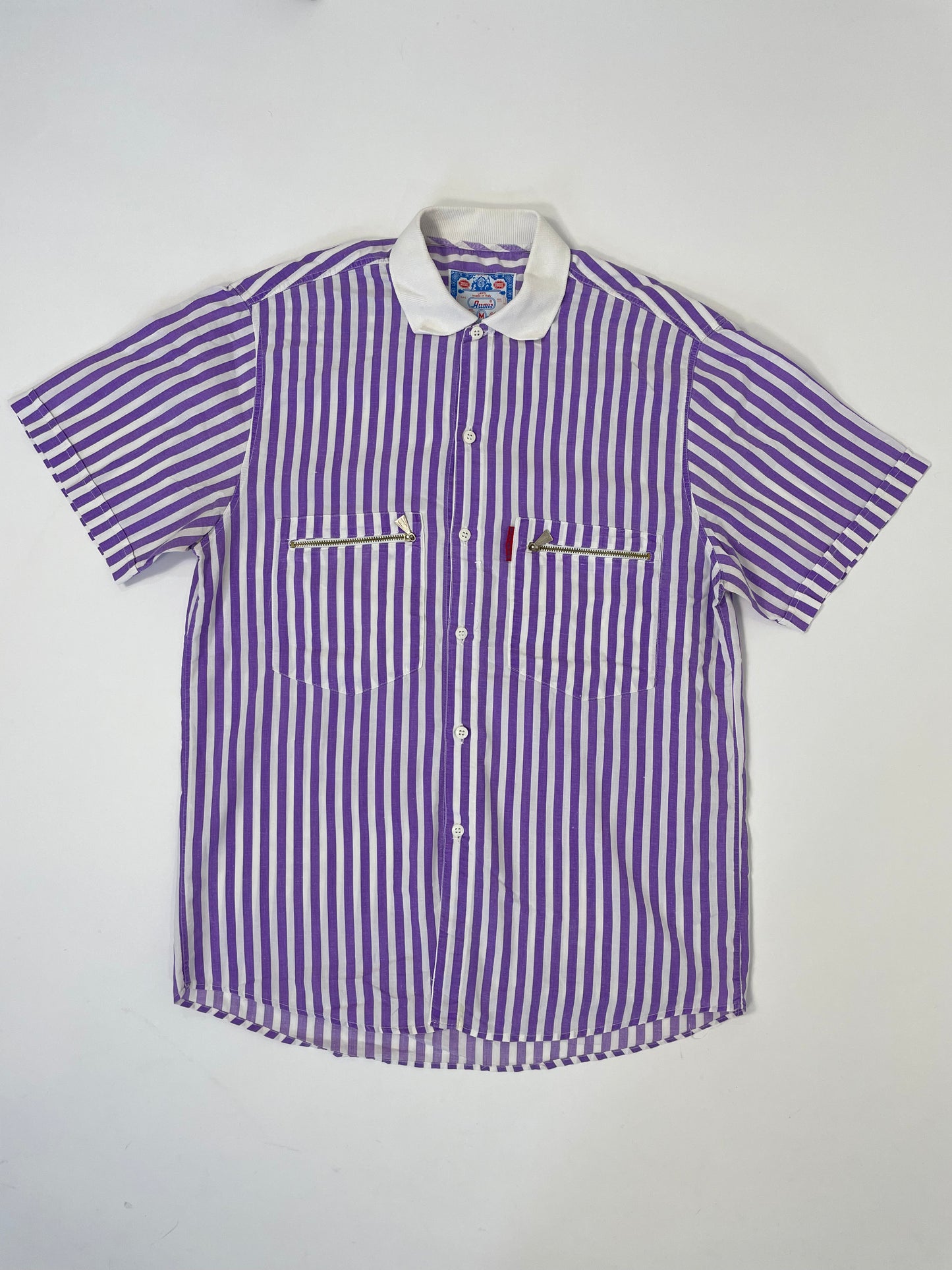 camicia-manica-corta-a-righe-viola-e-bianco-anni-80
