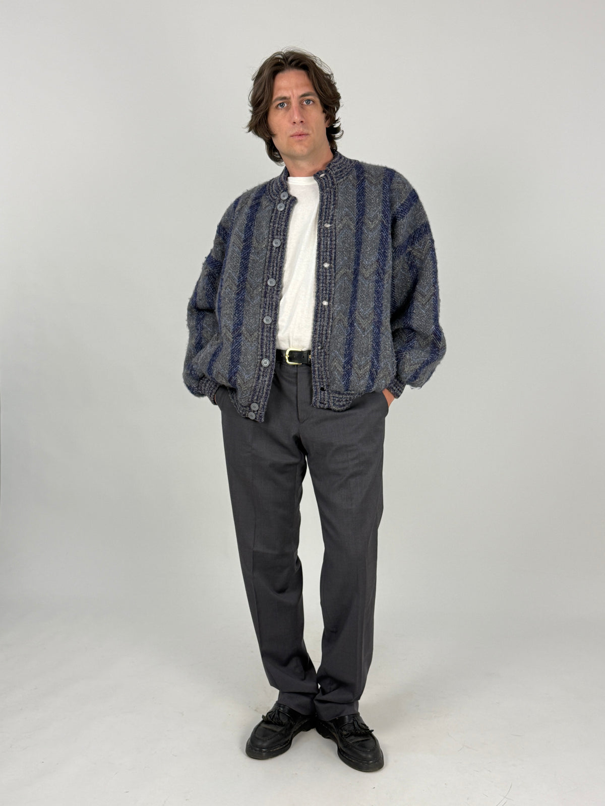 Cagi cardigan giacca lana vintage - retro intero indossato taglia L