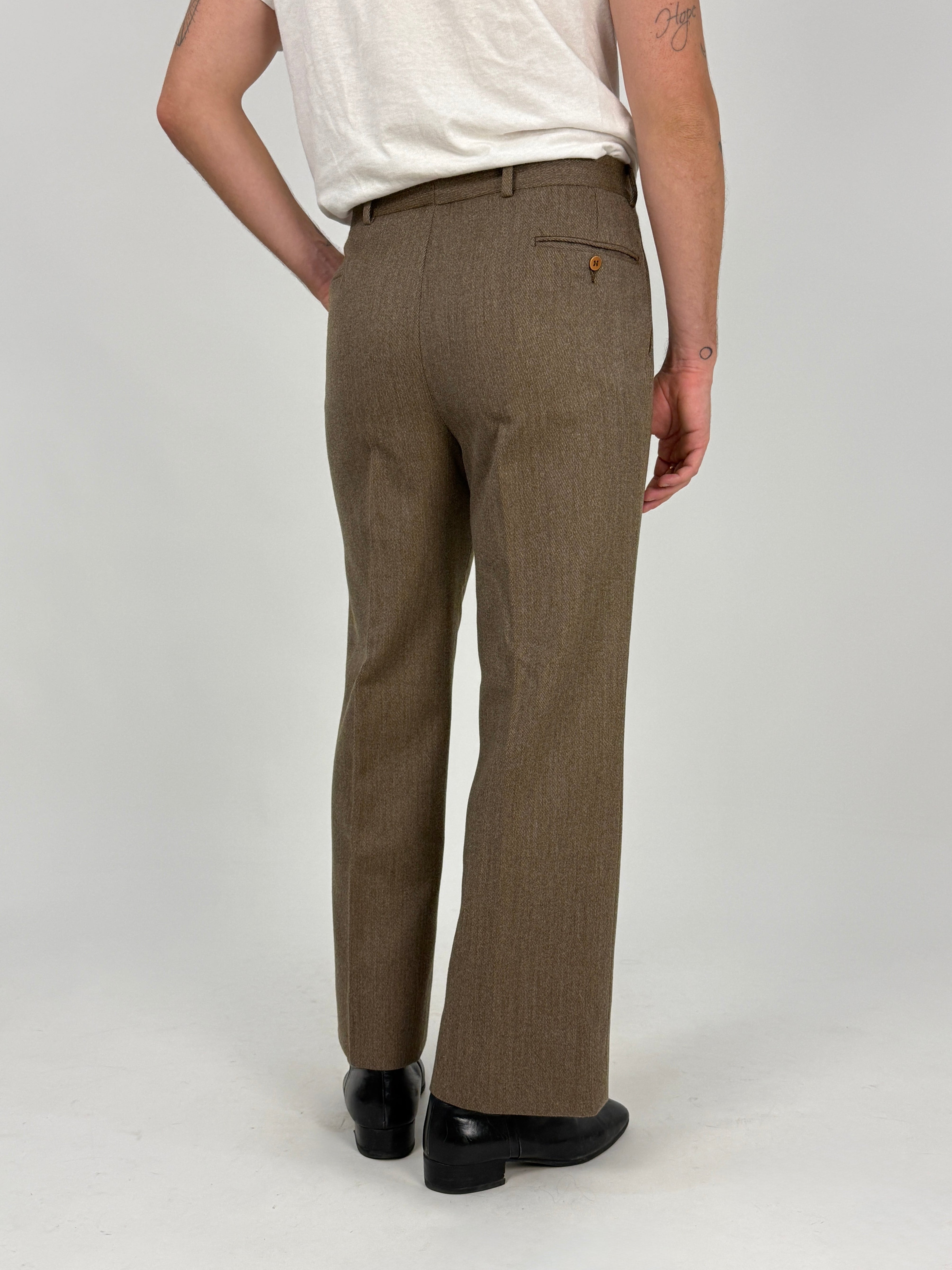 Burberrys' Pantaloni Lana Tweed Marrone Anni '70/'80 – Taglia 46