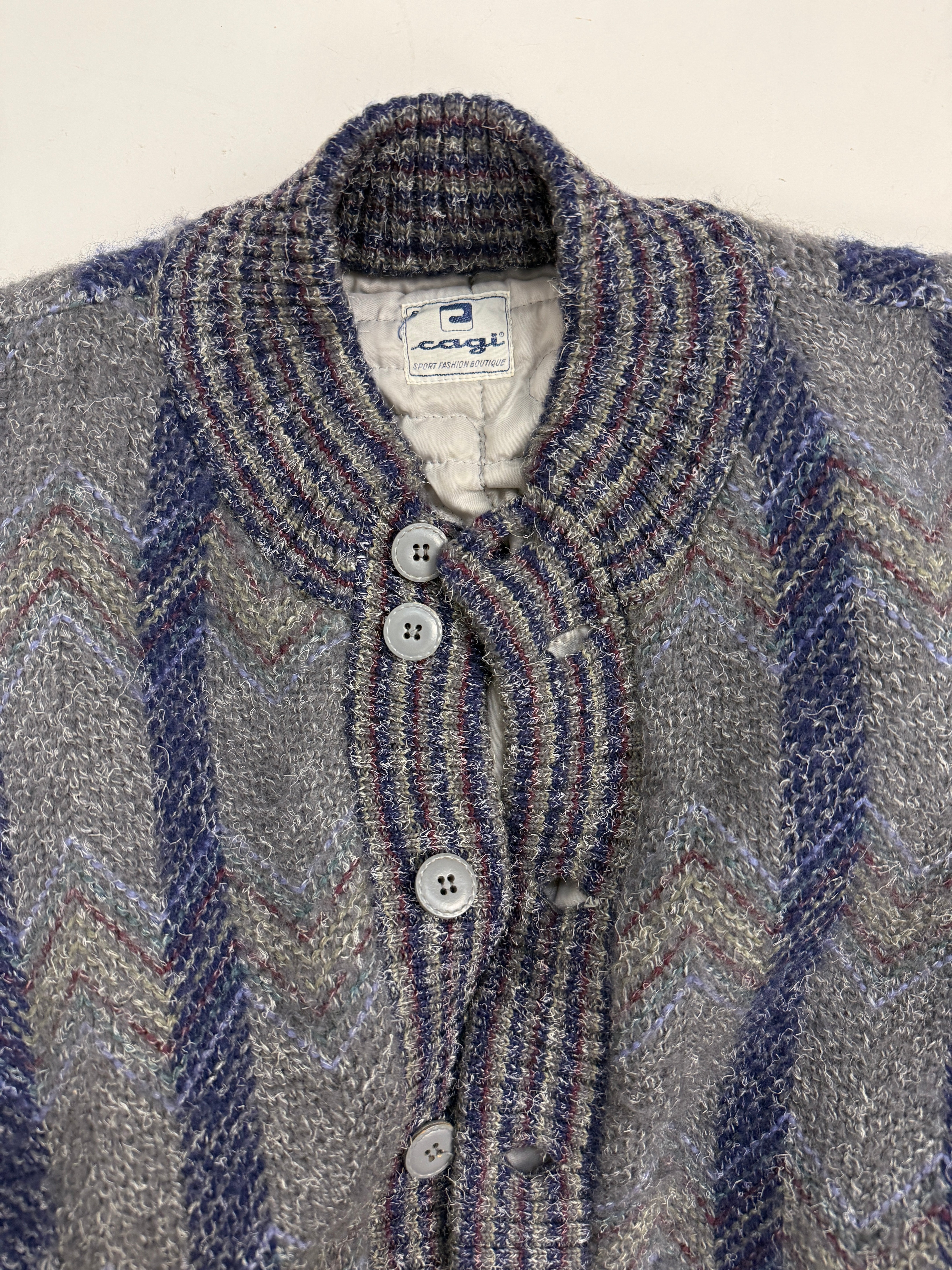 Cardigan Cagi Vintage in Lana con Interno Trapuntato – Taglia L