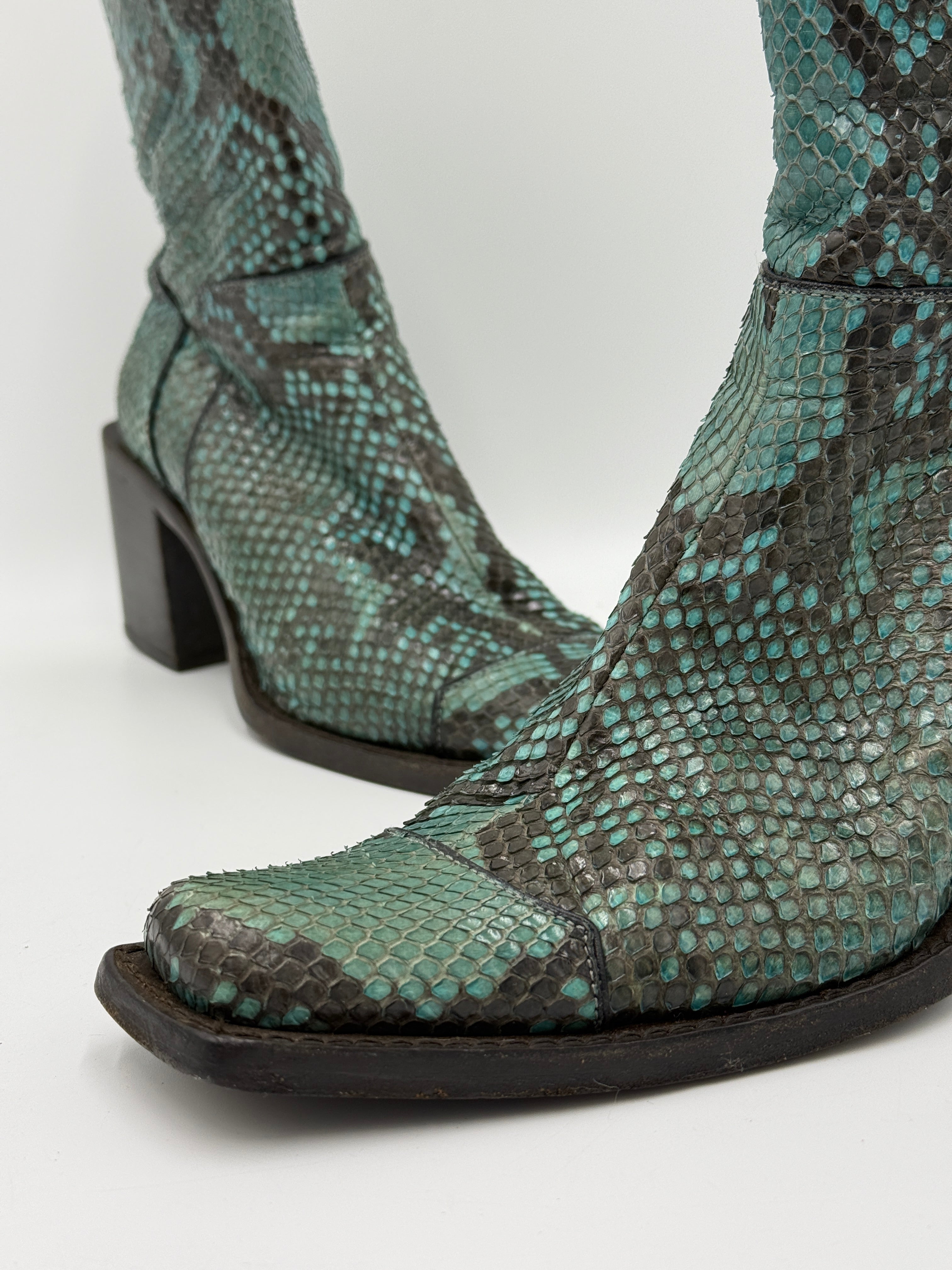 Stivali Buttero in rettile - punta quadrata - Numero 36