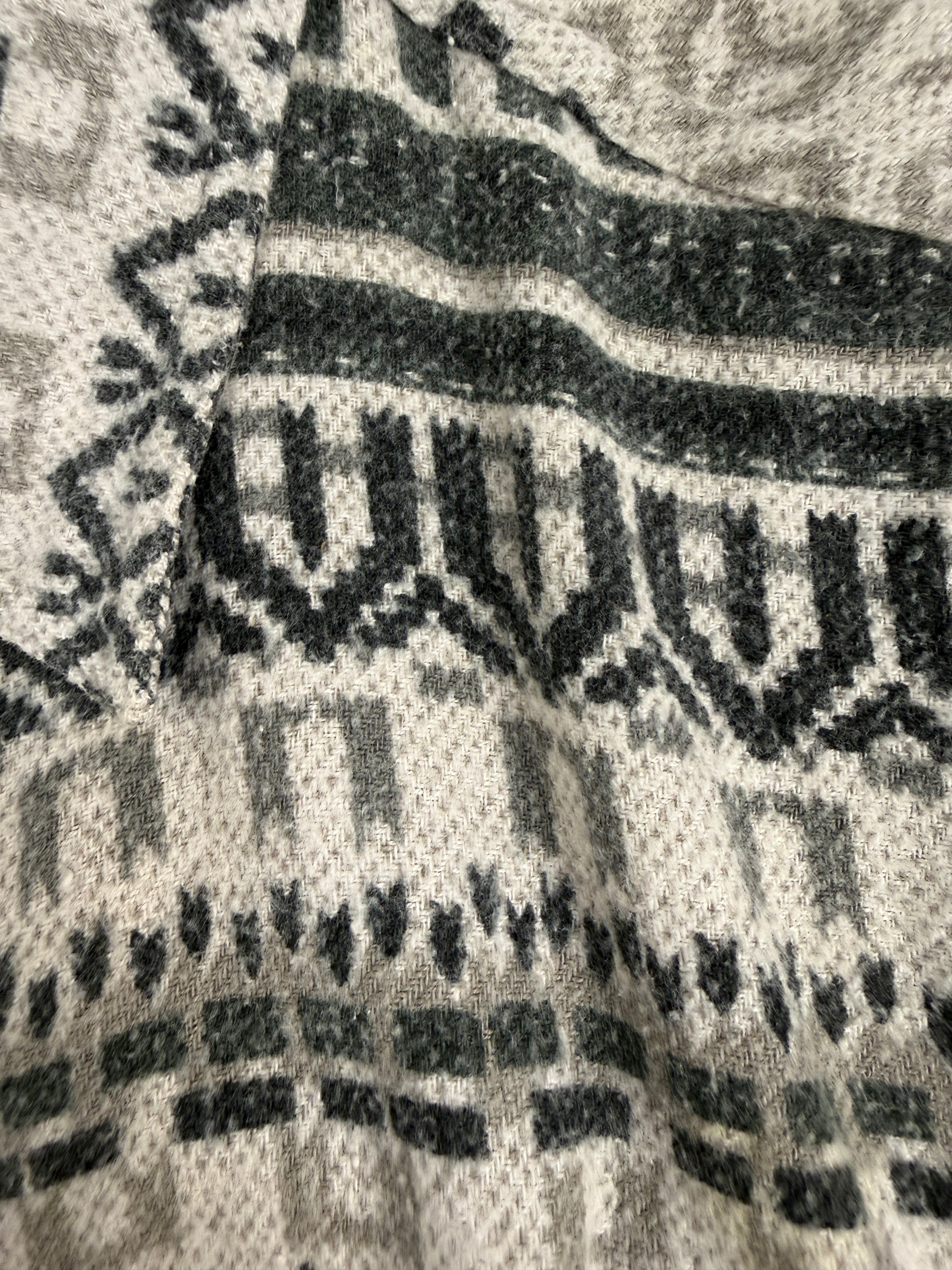 Camicia azteca bianco grigio oversize vintage anni 90 - retro indossato taglia XL