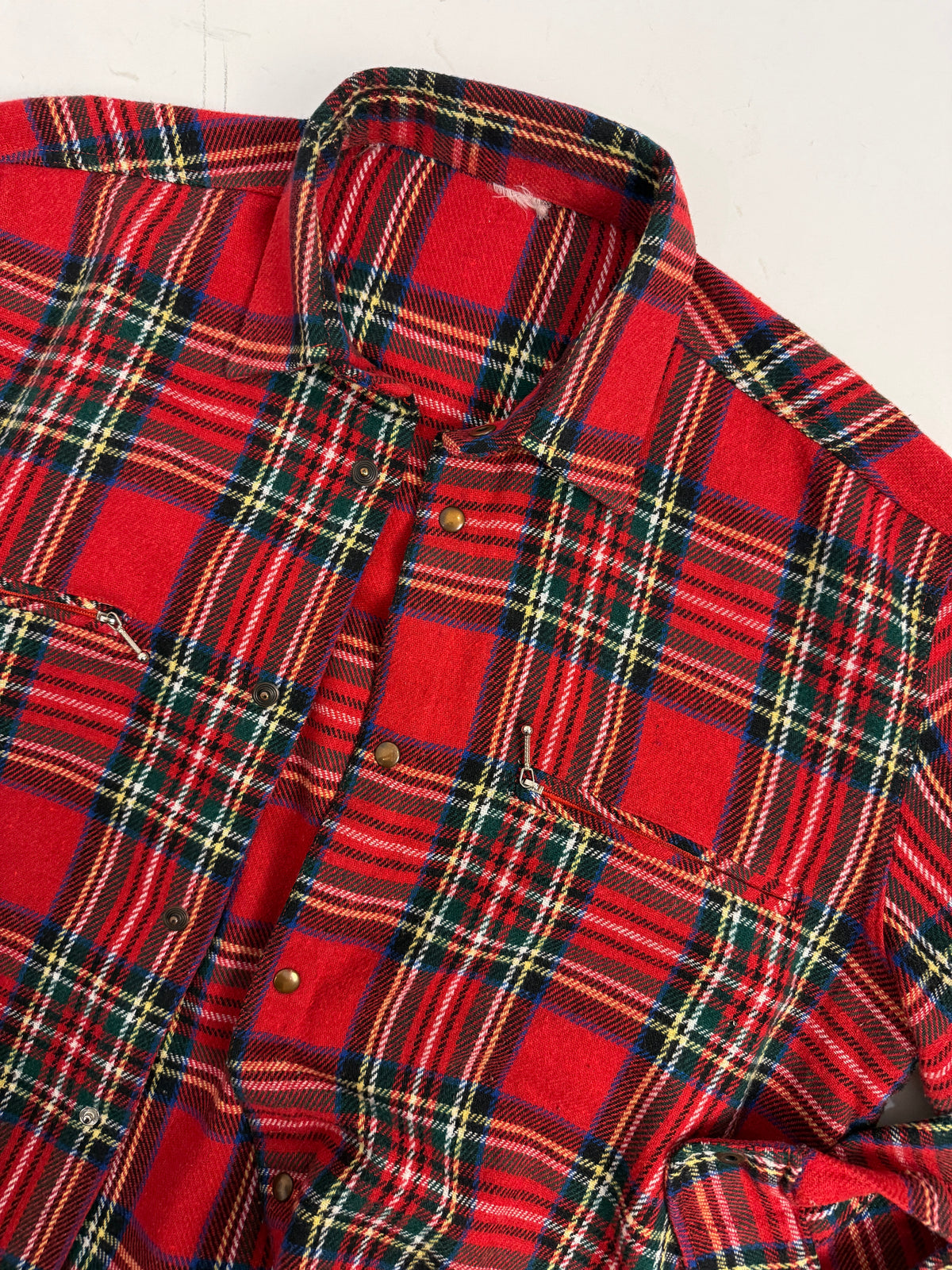 Camicia Flanella di Lana Tartan Royal Stewart Anni '70 – Taglia L