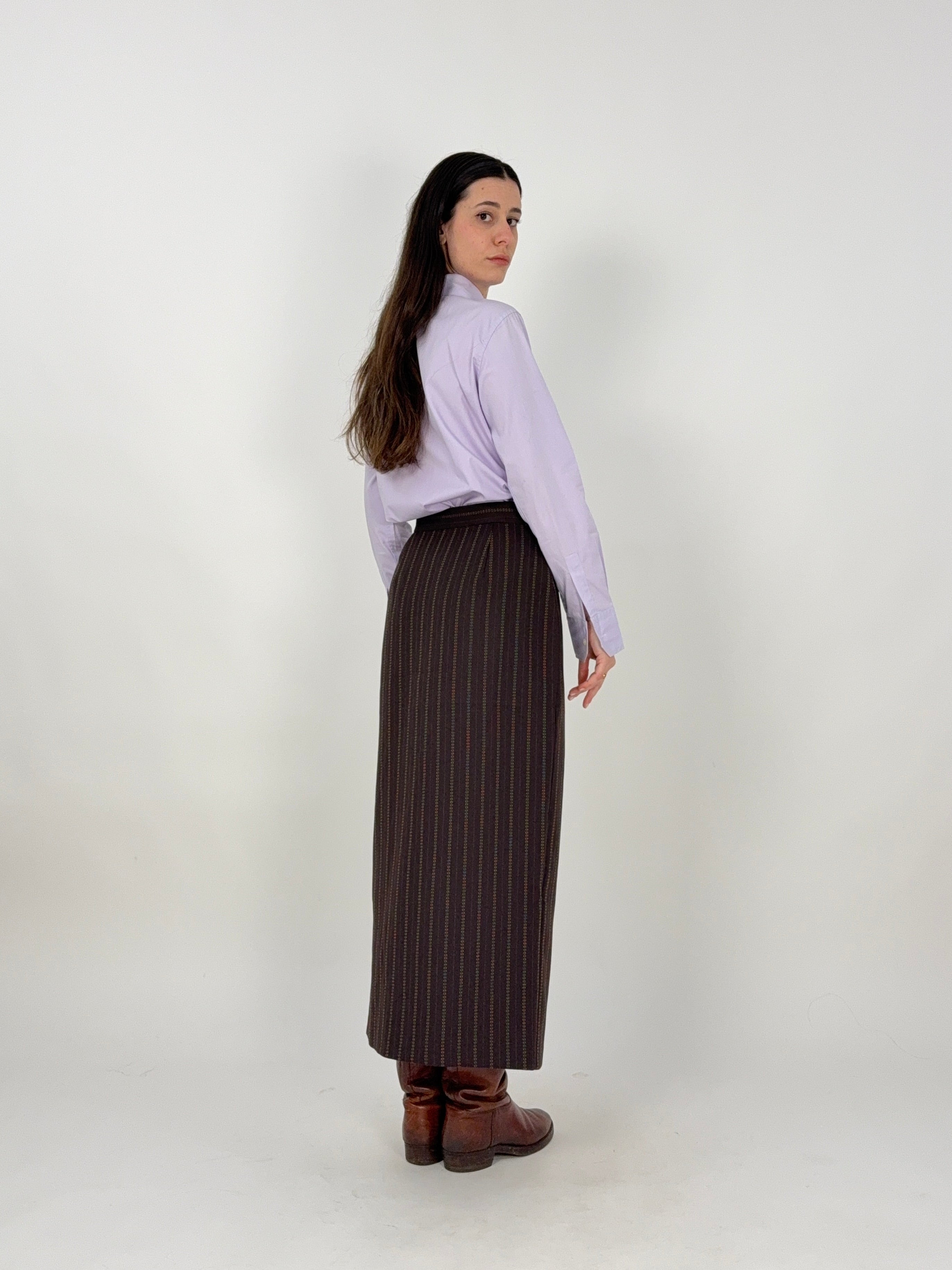 Gonna longuette gessata a tubino