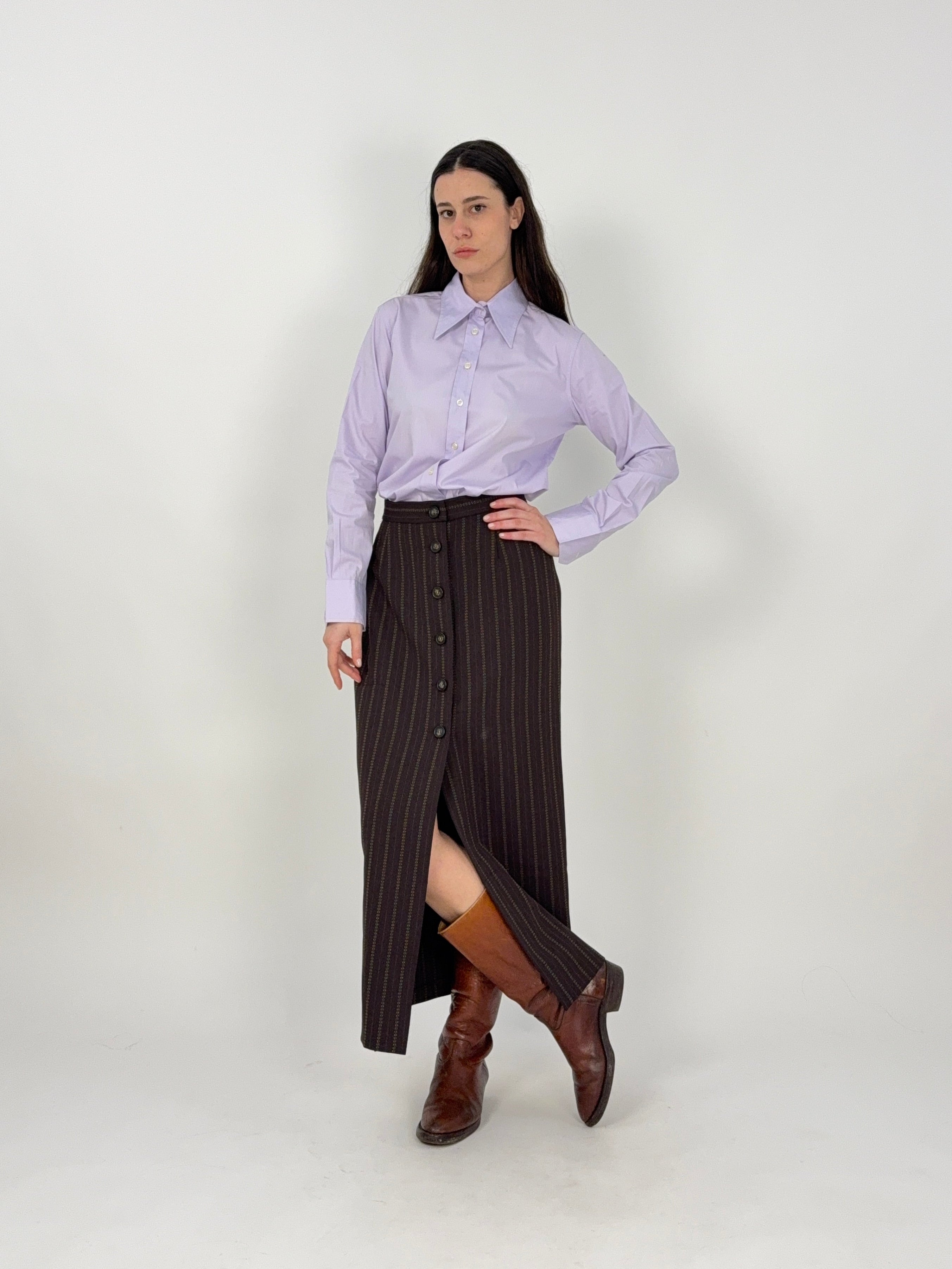 Gonna longuette gessata a tubino