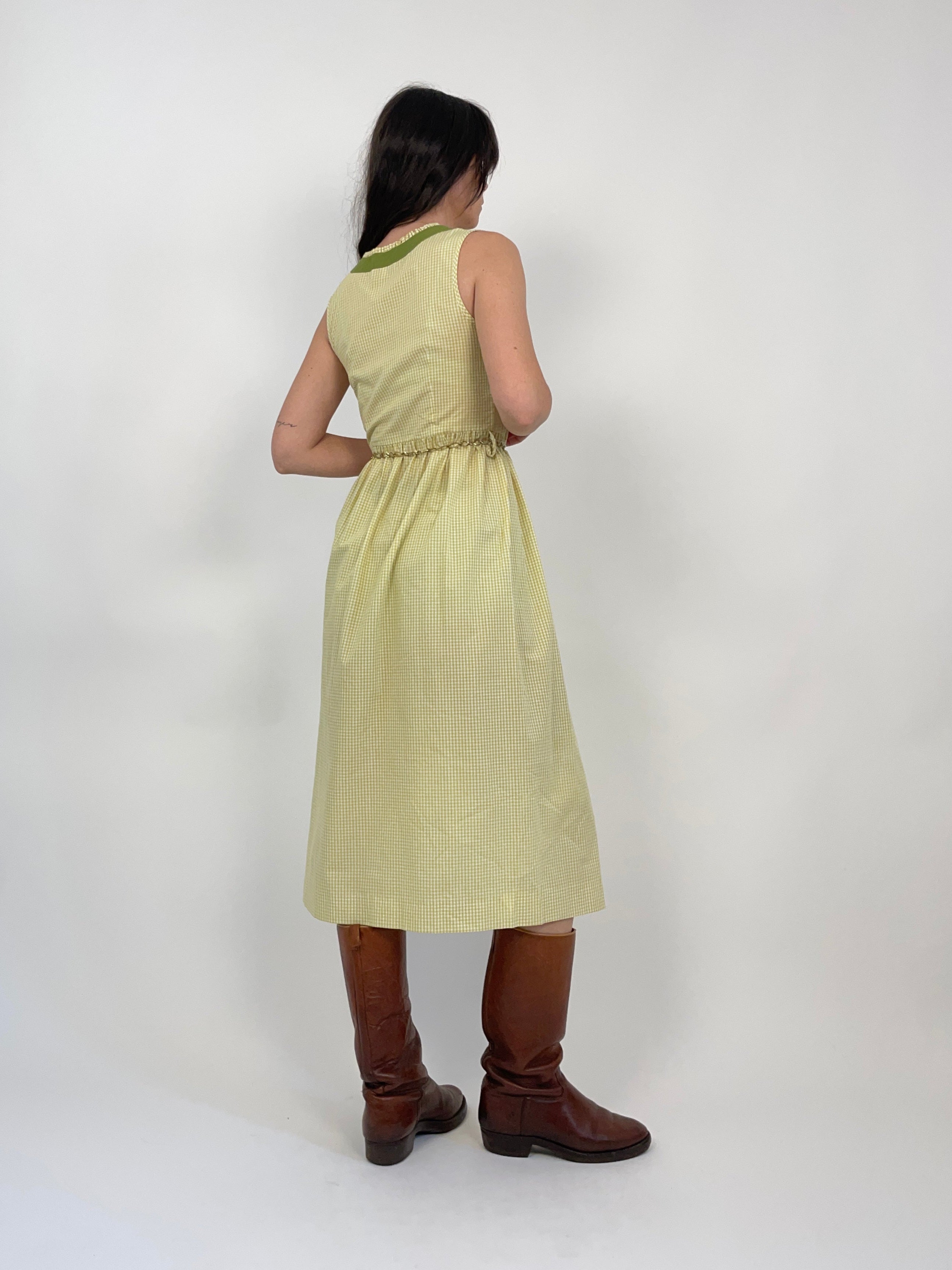 Abito midi in cotone a quadretti