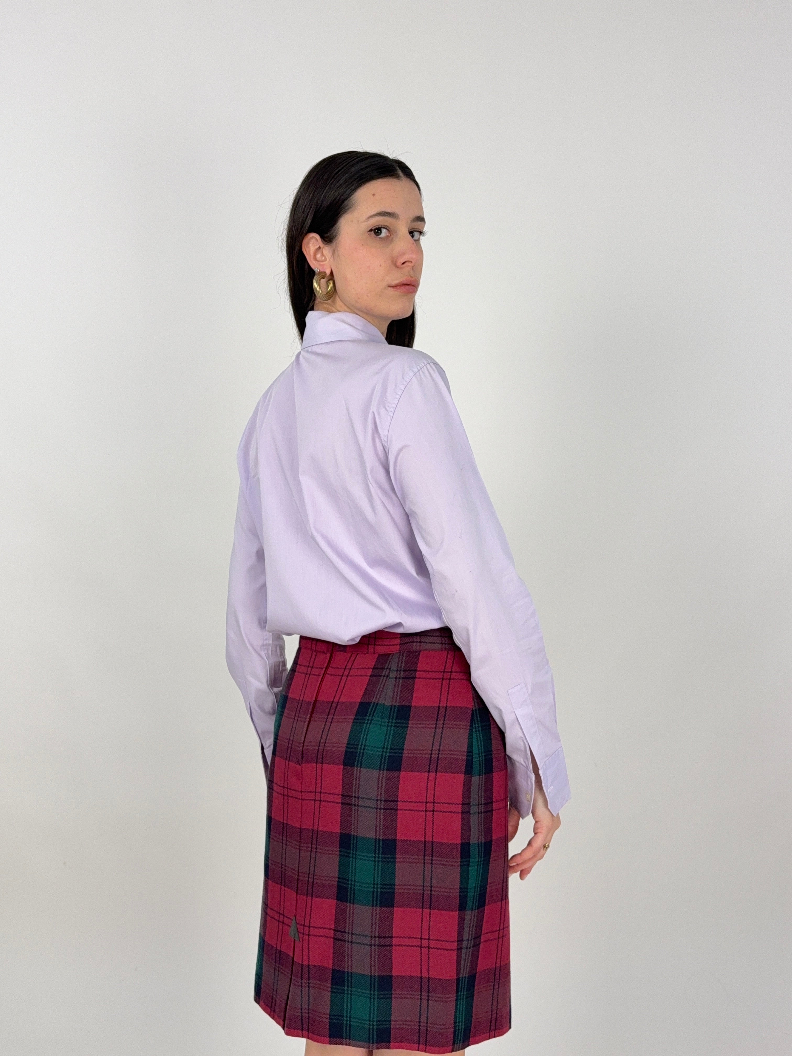 Camicia anni '70 in cotone viola pastello