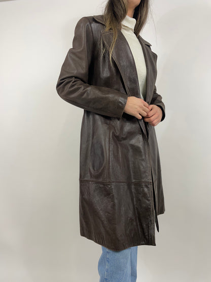 Leather long coat Roberto Cavalli