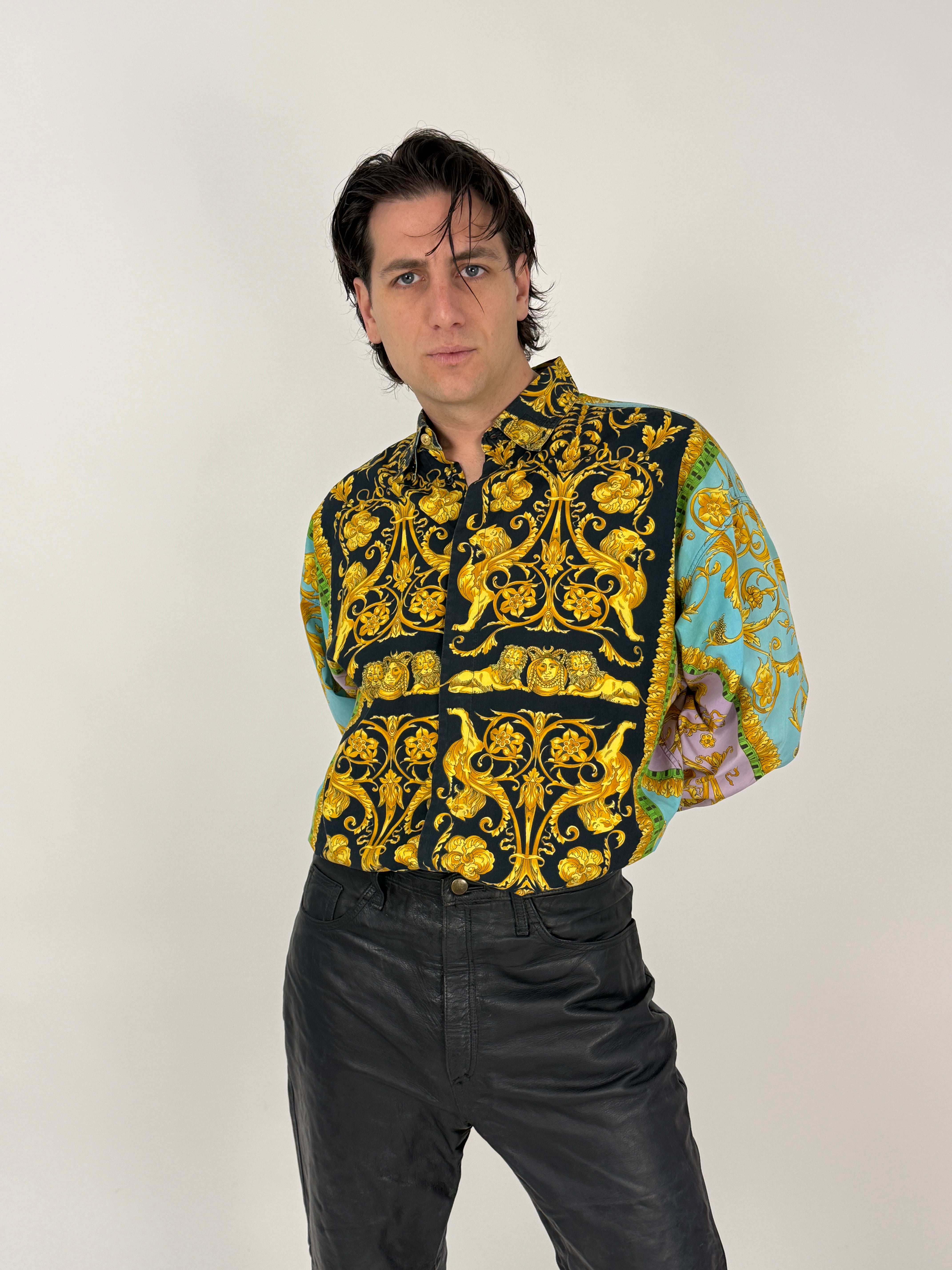 Camicia VERSUS Gianni Versace Vintage Anni '80 Stampa Barocca - Taglia L