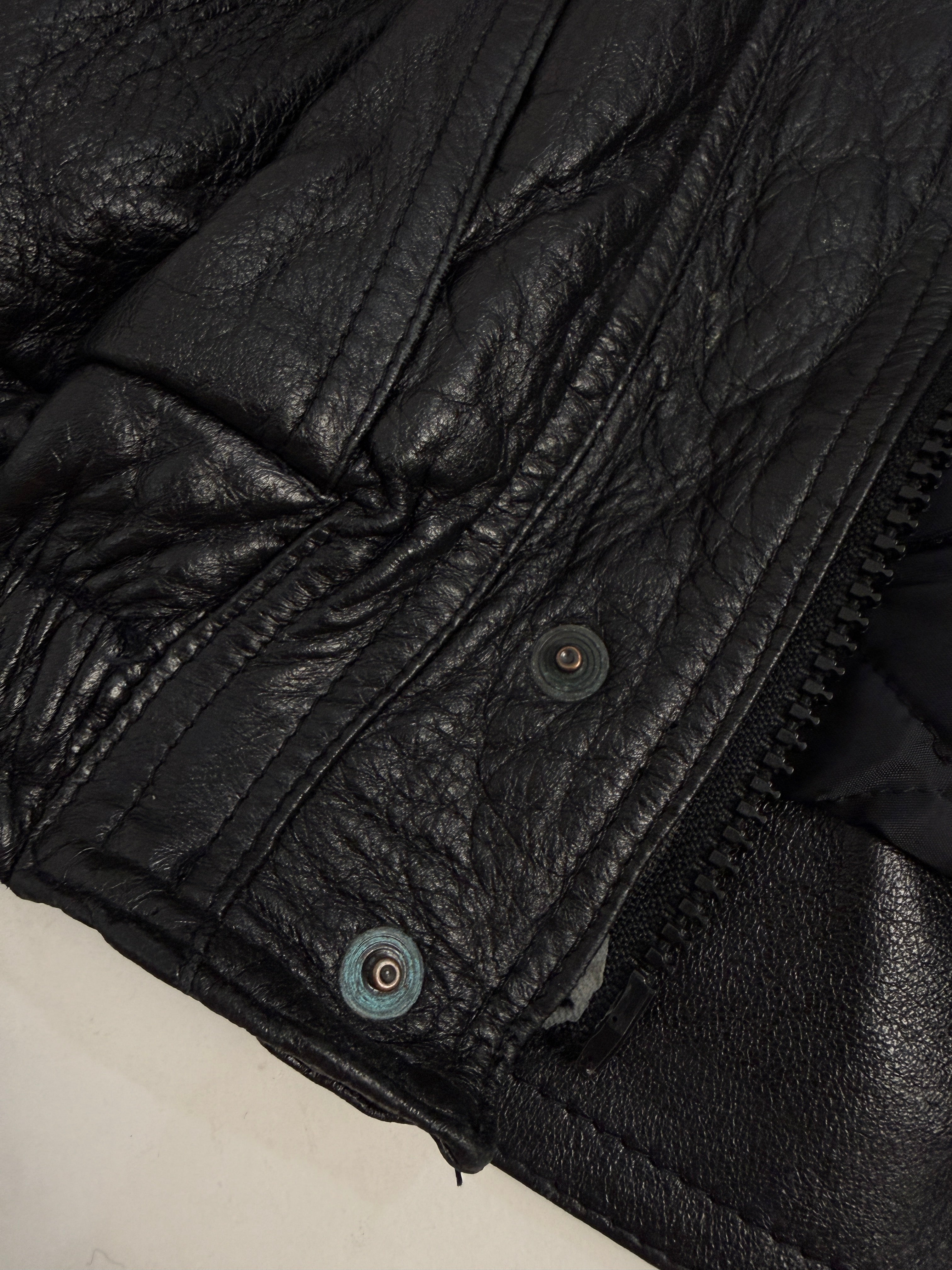 Bomber in Pelle Nera Vintage Anni '80 - Taglia L