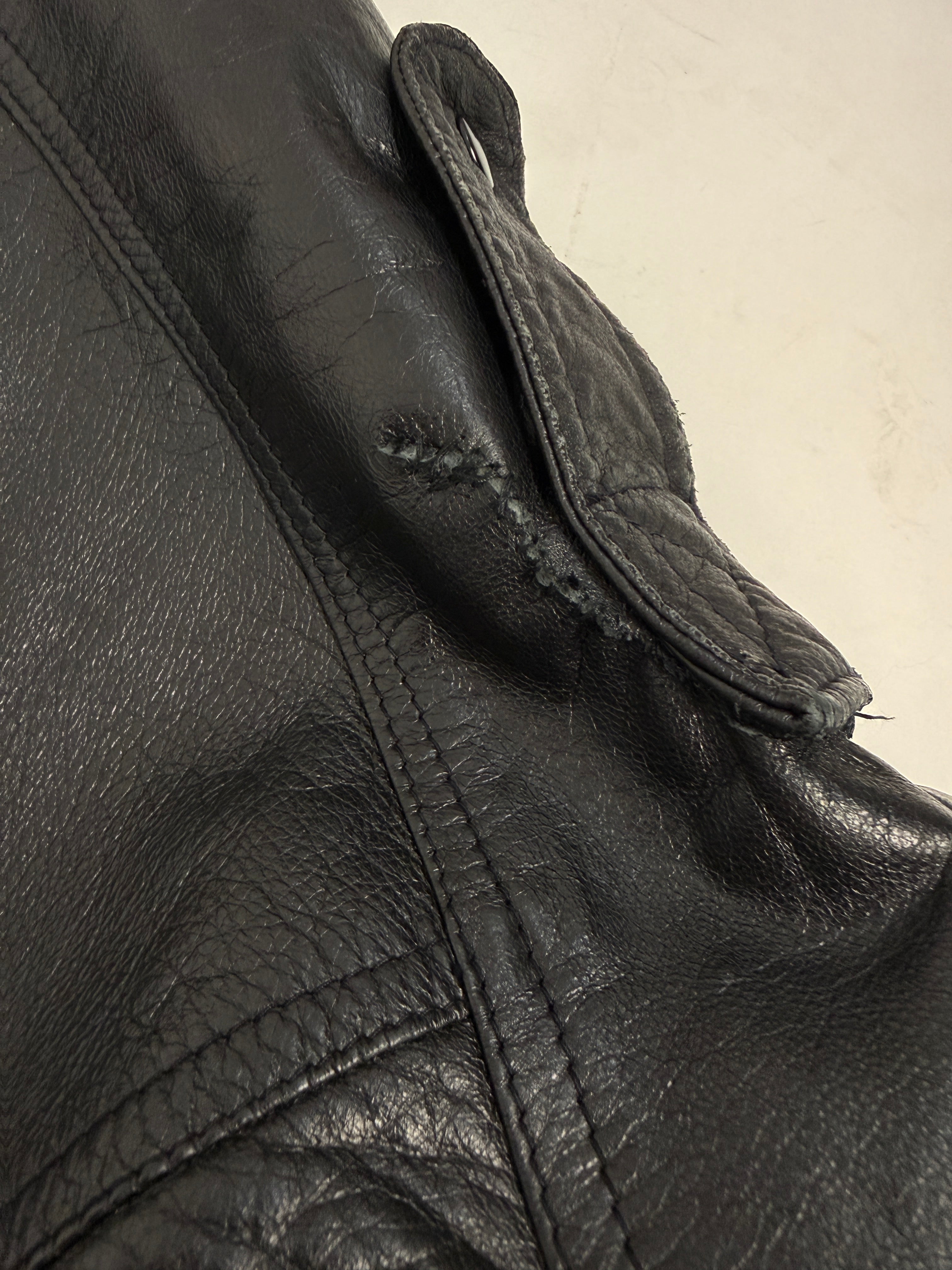 Bomber in Pelle Nera Vintage Anni '80 - Taglia L