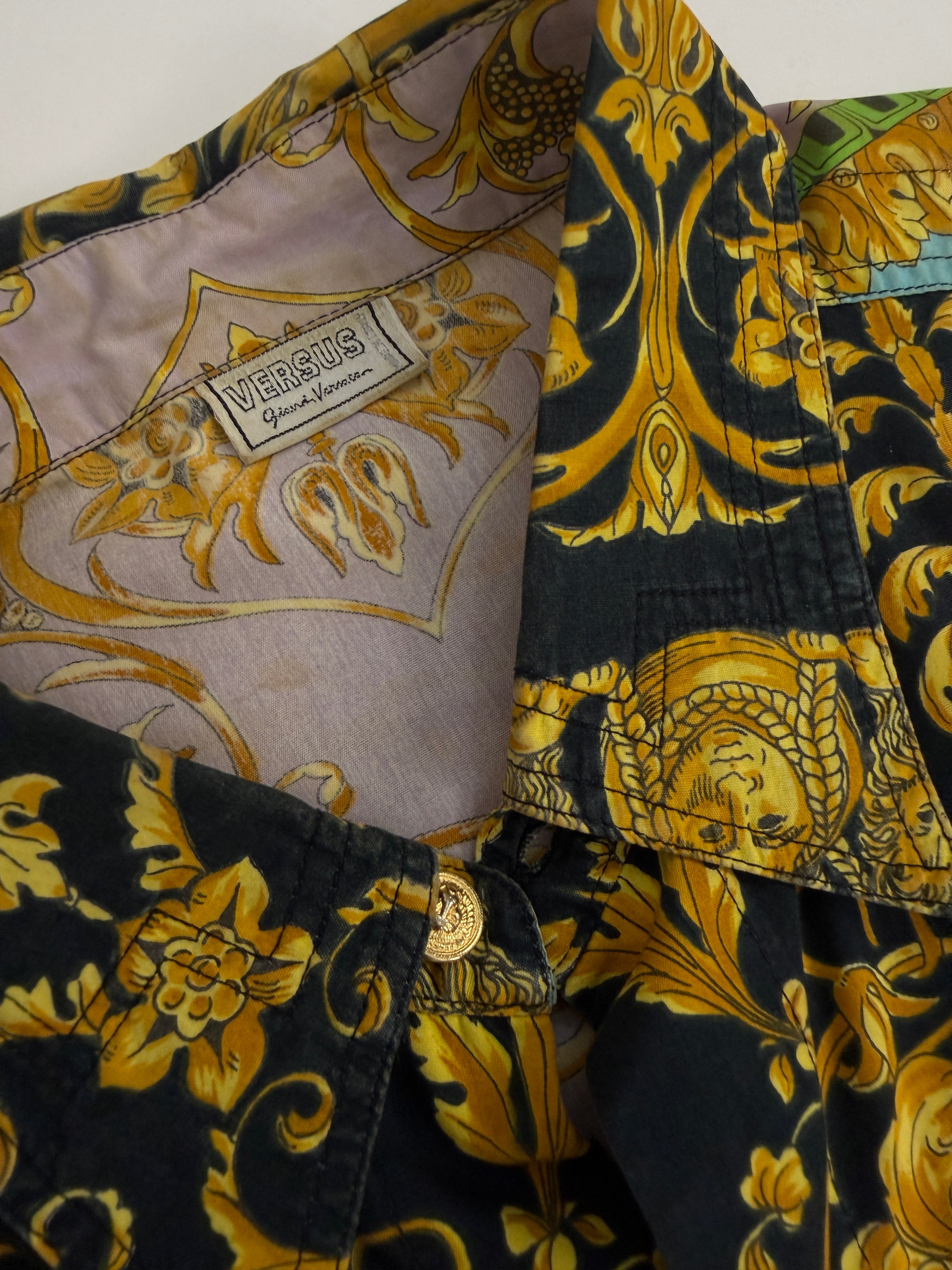 Camicia VERSUS Gianni Versace Vintage Anni '80 Stampa Barocca - Taglia L