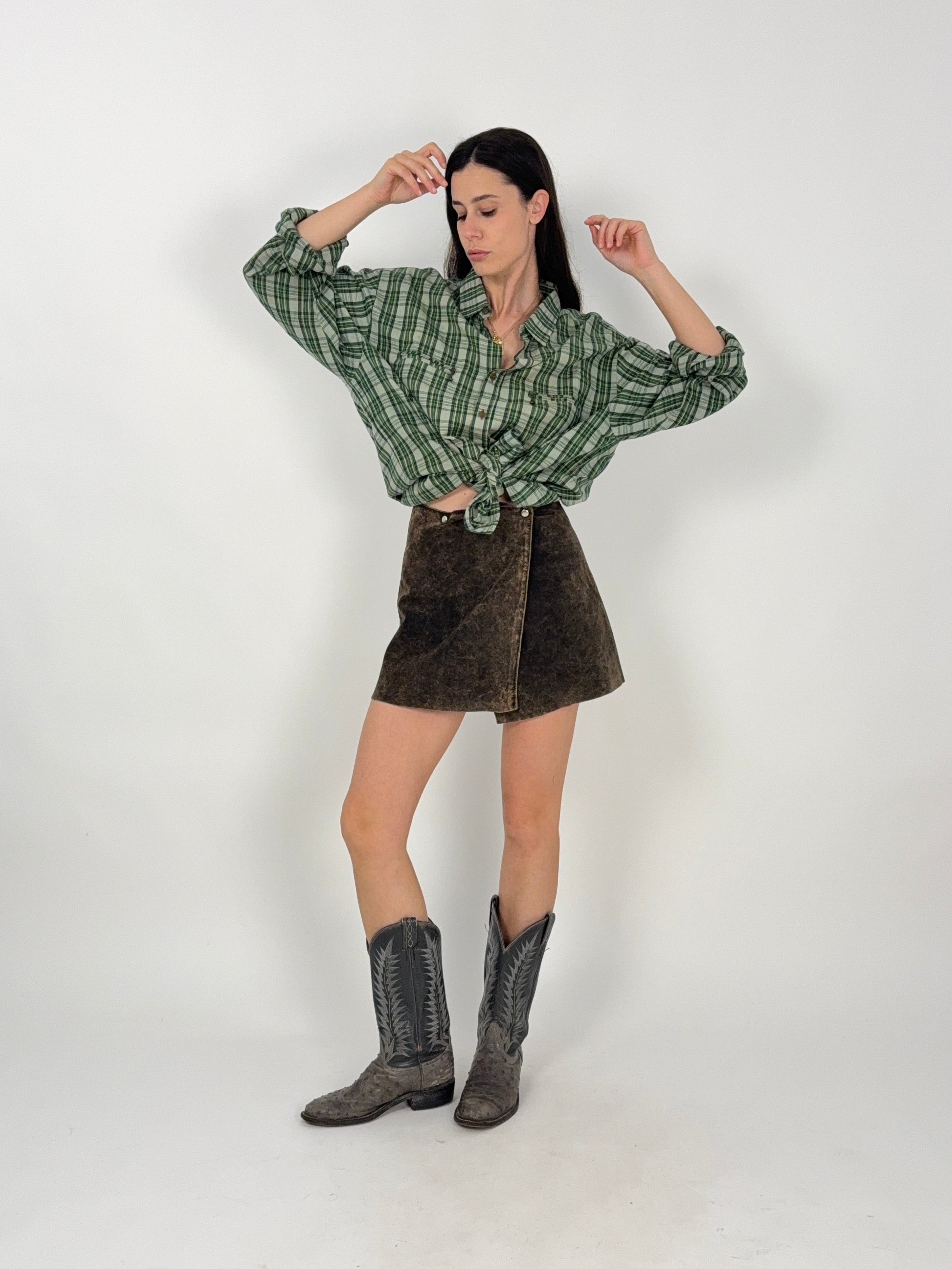 minigonna in camoscio vintage americana colore marrone