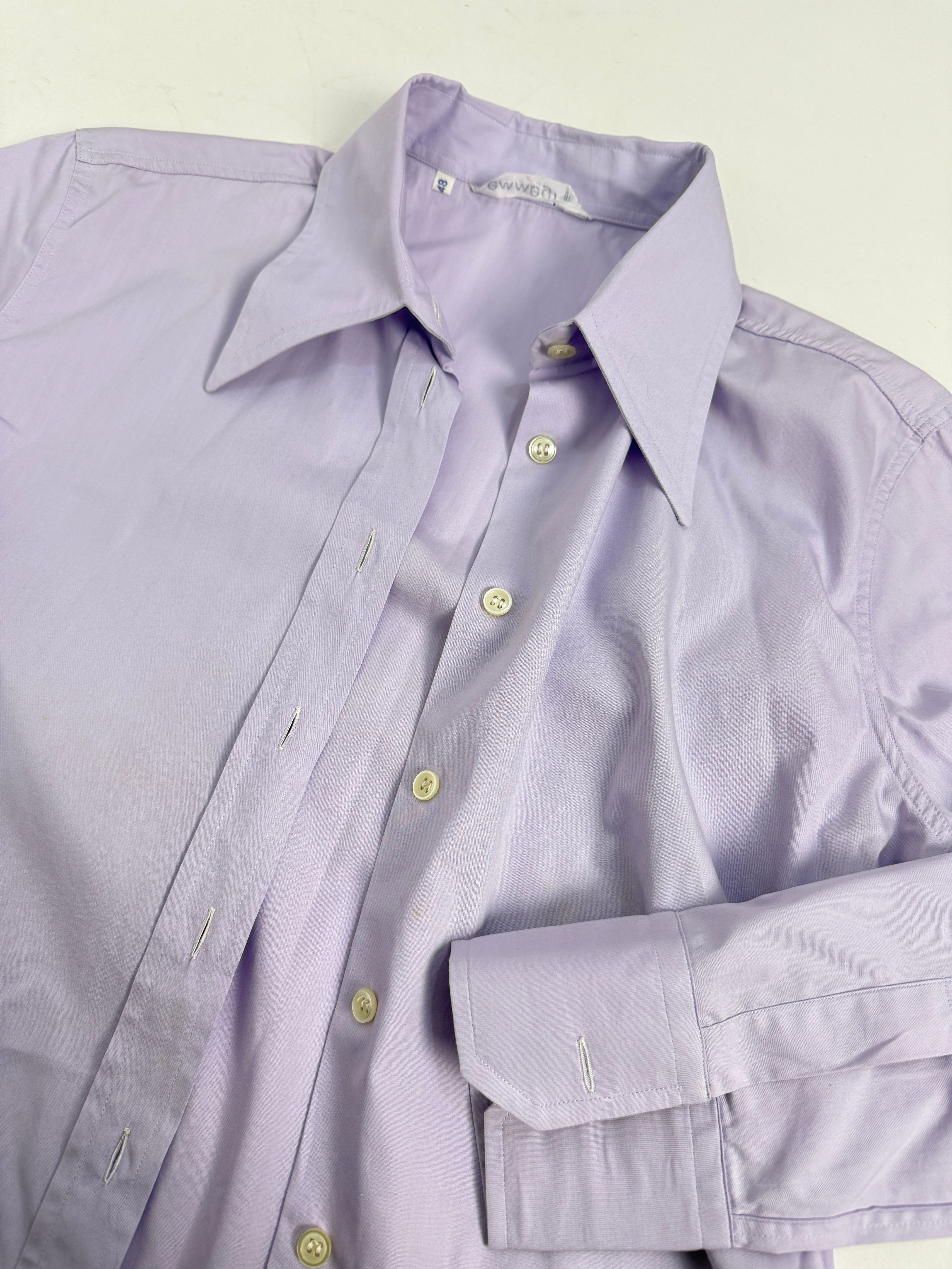 Camicia anni '70 in cotone viola pastello