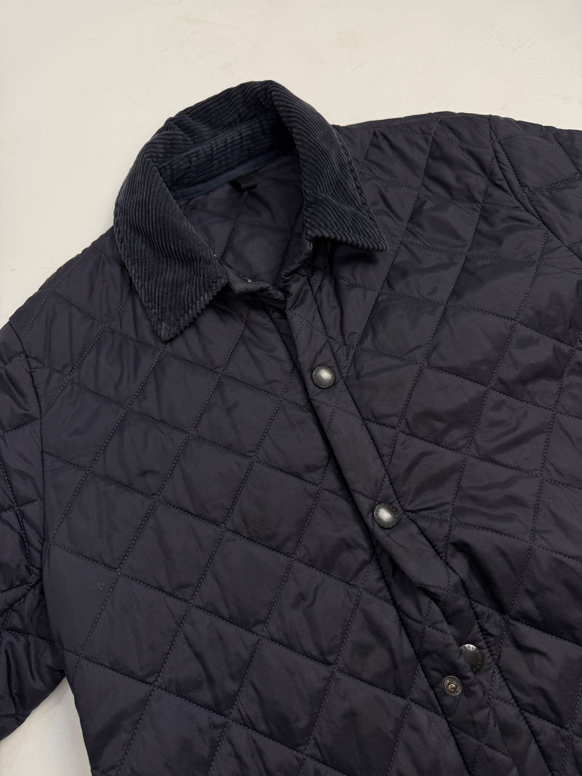 Barbour Liddesdale Heritage Quilt navy - retro indossato, vista posteriore intera