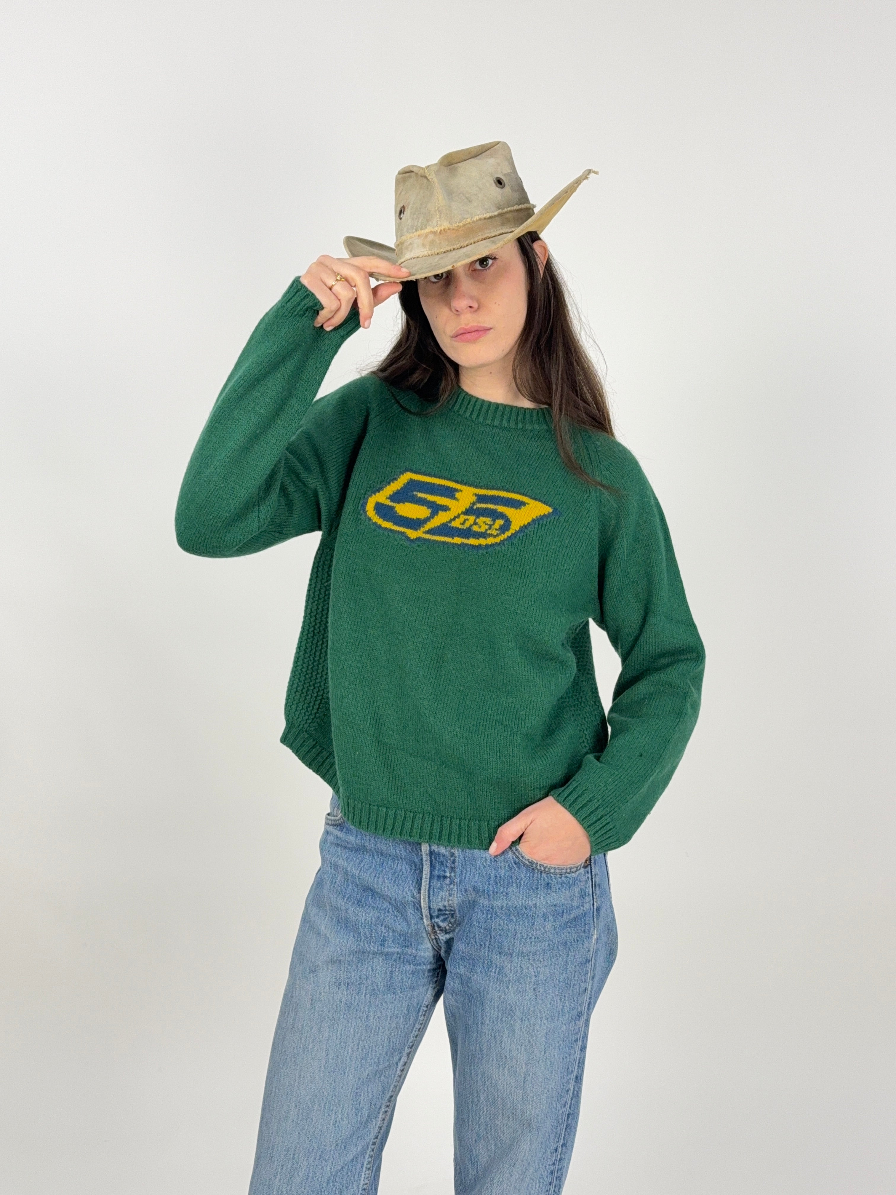 Maglione vintage in lana verde